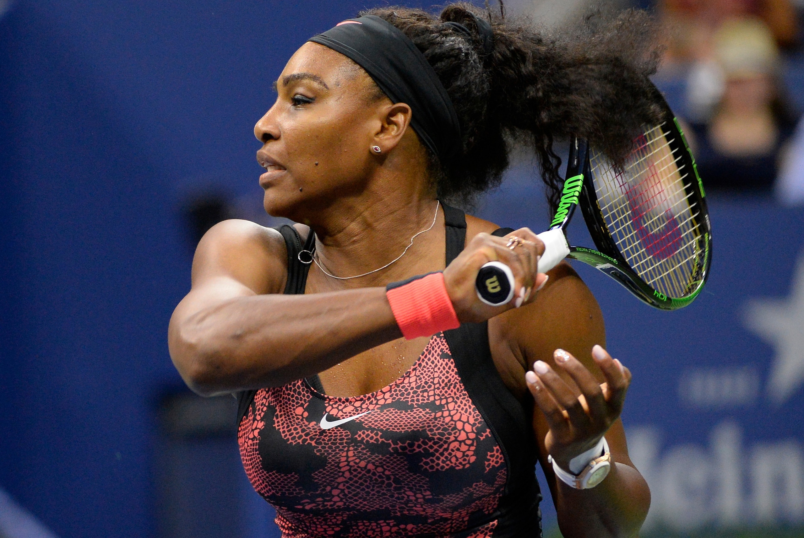Sep 4, 2015; New York, NY, USA; Serena Williams of the USA hits to Bethanie Mattek-Sands of the USA on day five of the 2015 U.S. Open tennis tournament at USTA Billie Jean King National Tennis Center. Mandatory Credit: Robert Deutsch-USA TODAY Sports Sep 4, 2015; New York, NY, USA; Serena Williams of the USA hits to Bethanie Mattek-Sands of the USA on day five of the 2015 U.S. Open tennis tournament at USTA Billie Jean King National Tennis Center. Mandatory Credit: Robert Deutsch-USA TODAY Sports