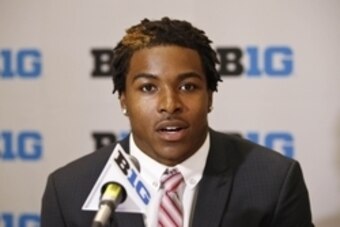 Jul 30, 2015; Chicago, IL, USA; Wisconsin running back Corey Clement speaks during 2015 Big Ten Football Media Days at Hyatt Regency McCormick Place in Chicago. Mandatory Credit: Kamil Krzaczynski-USA TODAY Sports