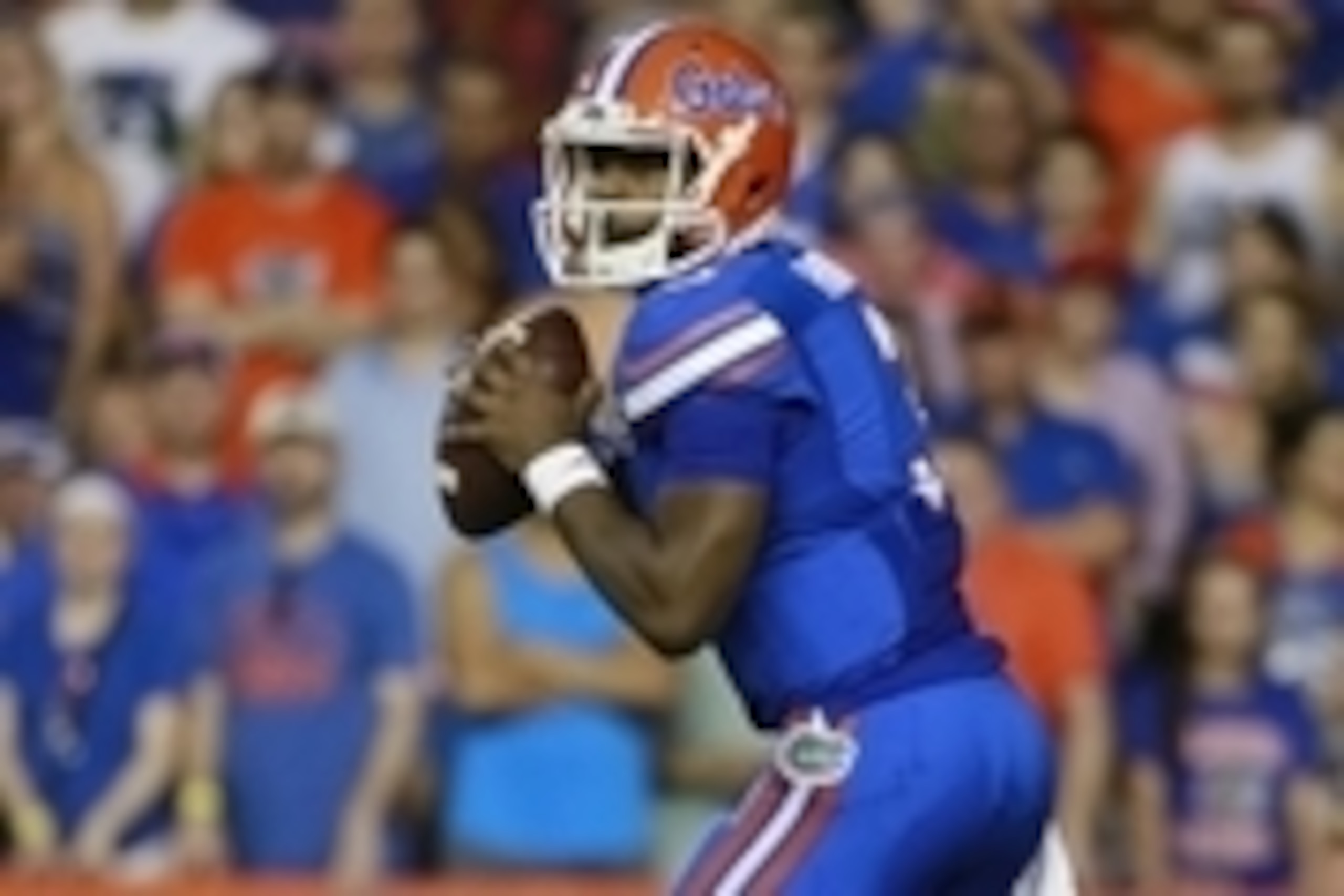 Sep 5, 2015; Gainesville, FL, USA Florida Gators quarterback Treon Harris (3) drops back against the New Mexico State Aggies during the first quarter at Ben Hill Griffin Stadium. Mandatory Credit: Kim Klement-USA TODAY Sports