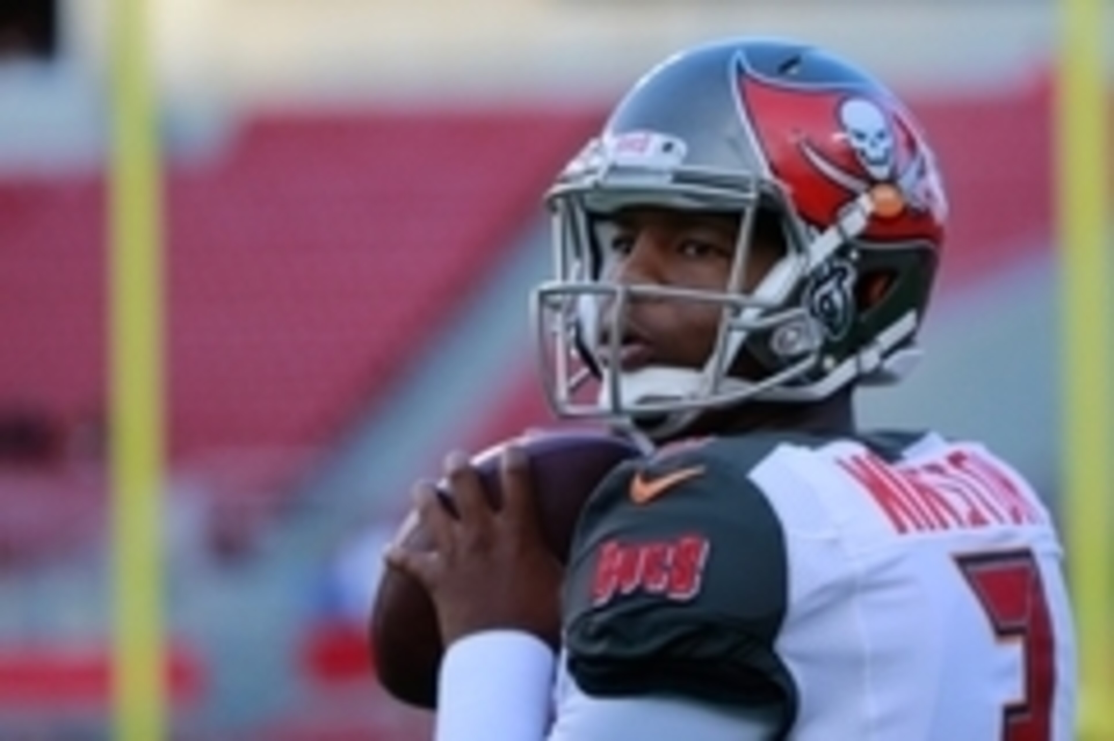 Aug 24, 2015; Tampa, FL, USA; Tampa Bay Buccaneers quarterback Jameis Winston (3) works out prior to the game at Raymond James Stadium. Mandatory Credit: Kim Klement-USA TODAY Sports