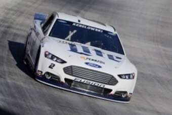 Aug 21, 2015; Bristol, TN, USA; NASCAR Sprint Cup Series driver Brad Keselowski (2) during qualifying for the Irwin Tools Night Race at Bristol Motor Speedway. Mandatory Credit: Randy Sartin-USA TODAY Sports