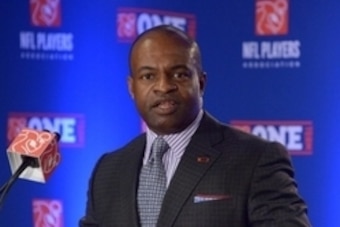 Jan 29, 2015; Phoenix, AZ, USA; NFLPA executive director DeMaurice Smith speaks during a press conference at Phoenix Convention Center. Mandatory Credit: Kirby Lee-USA TODAY Sports