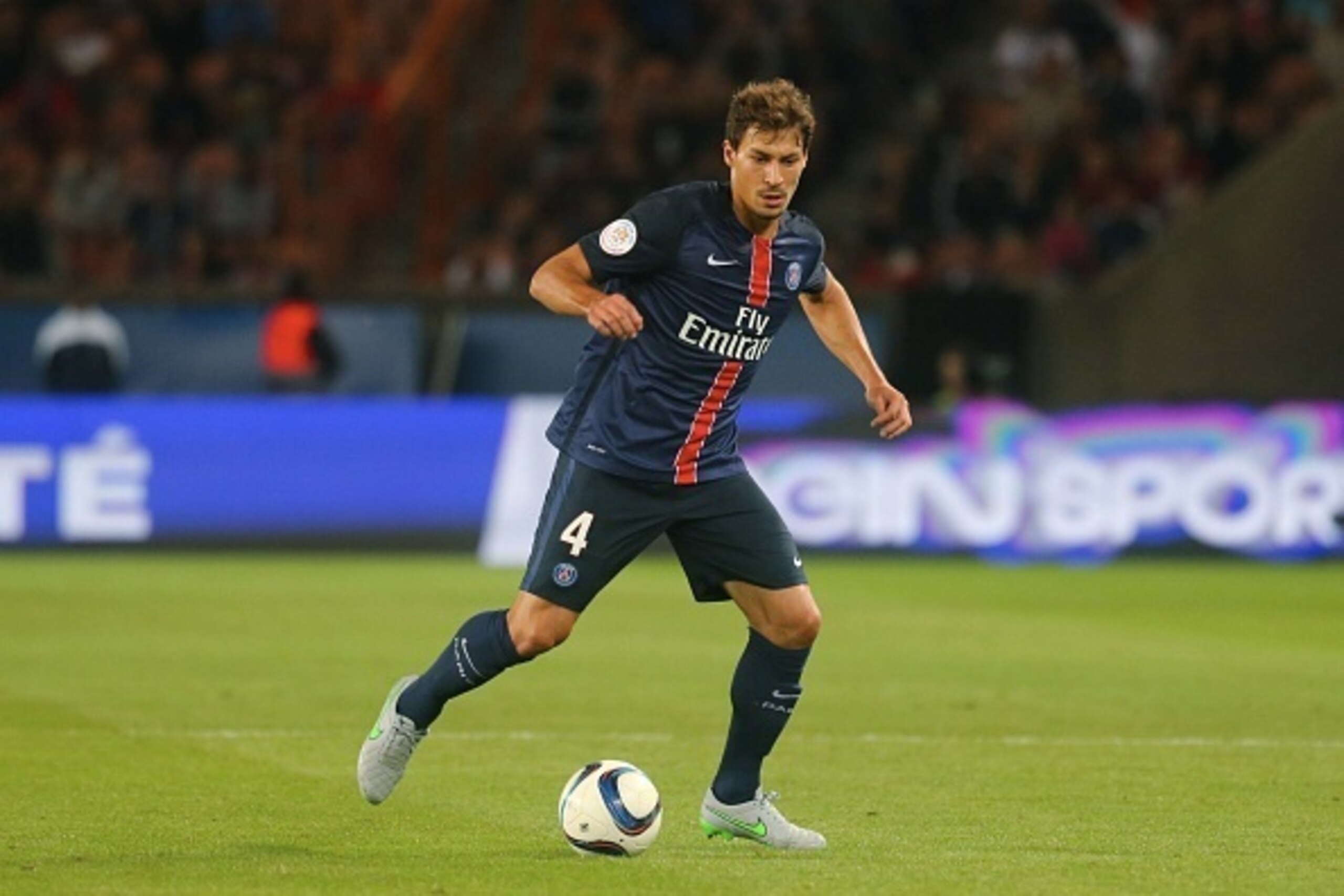 PARIS, FRANCE - AUGUST 16:  Benjamin Stambouli of Paris Saint-Germain during the French  Ligue 1 between Paris Saint-Germain FC and GFC Ajaccio at Parc Des Princes on August 16, 2015 in Paris, France.  (Photo by Xavier Laine/Getty Images)