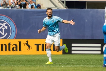 NEW YORK, NY - AUGUST 01:  Midfielder Frank Lampard #8 of New York City FC during the Montreal Impact vs New York City FC match at Yankee Stadium on August 1, 2015 in the Bronx borough of New York City.  Montreal Impact defeated New York City FC 3-2.  (Ph