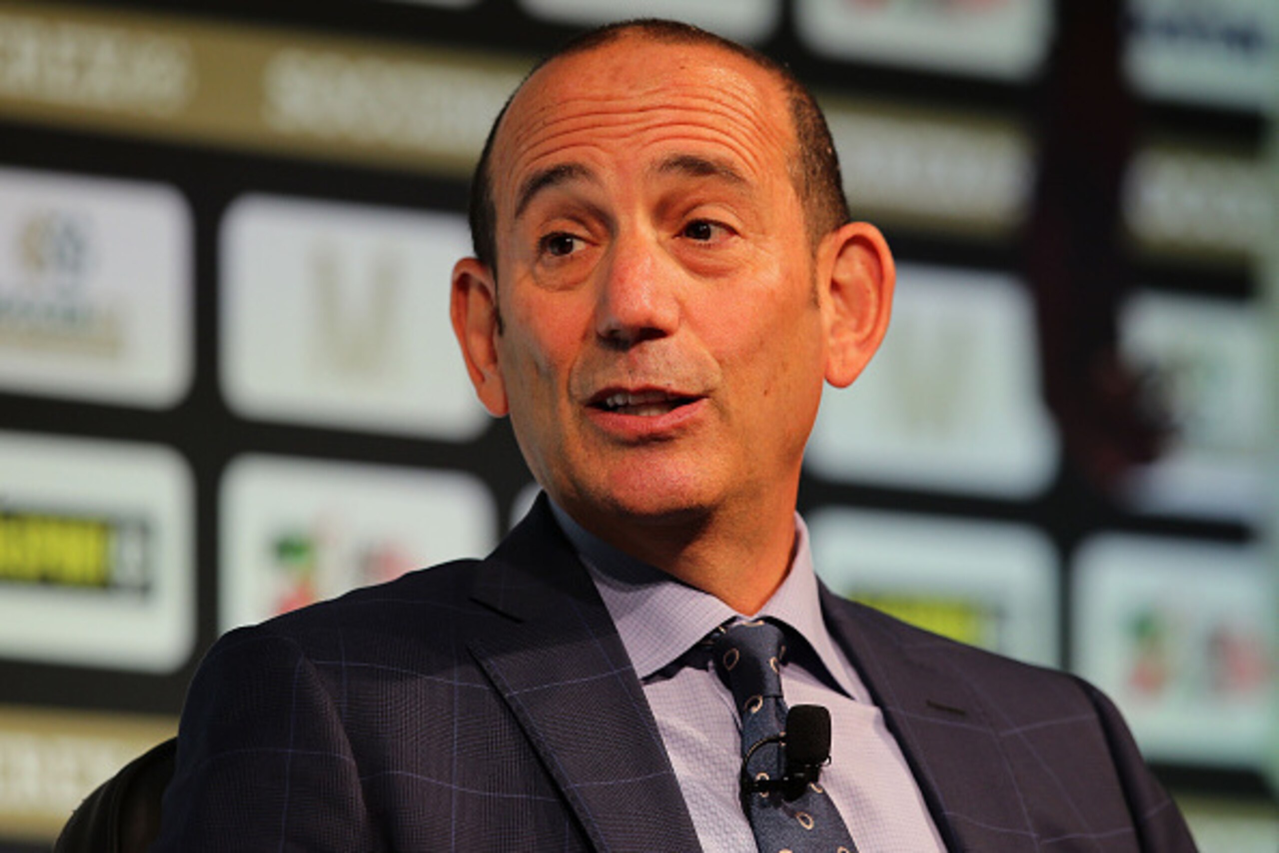 MANCHESTER, ENGLAND - SEPTEMBER 09:  Major League Soccer Commissioner Don Garber talks during day four of the Soccerex - Manchester Convention at Manchester Central on September 9, 2015 in Manchester, England.  (Photo by Daniel Smith/Getty Images)