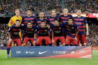 team photo FC Barcelona 
back row (L-R) Marc Andre Ter Stegen of FC Barcelona, Jan Barta of FC Barcelona, Javier Mascherano of FC Barcelona, Ivan Rakitic of FC Barcelona, Jeremy Mathieu of FC Barcelona, Thomas Vermaelen of FC Barcelona

Front row (L-R)
Li
