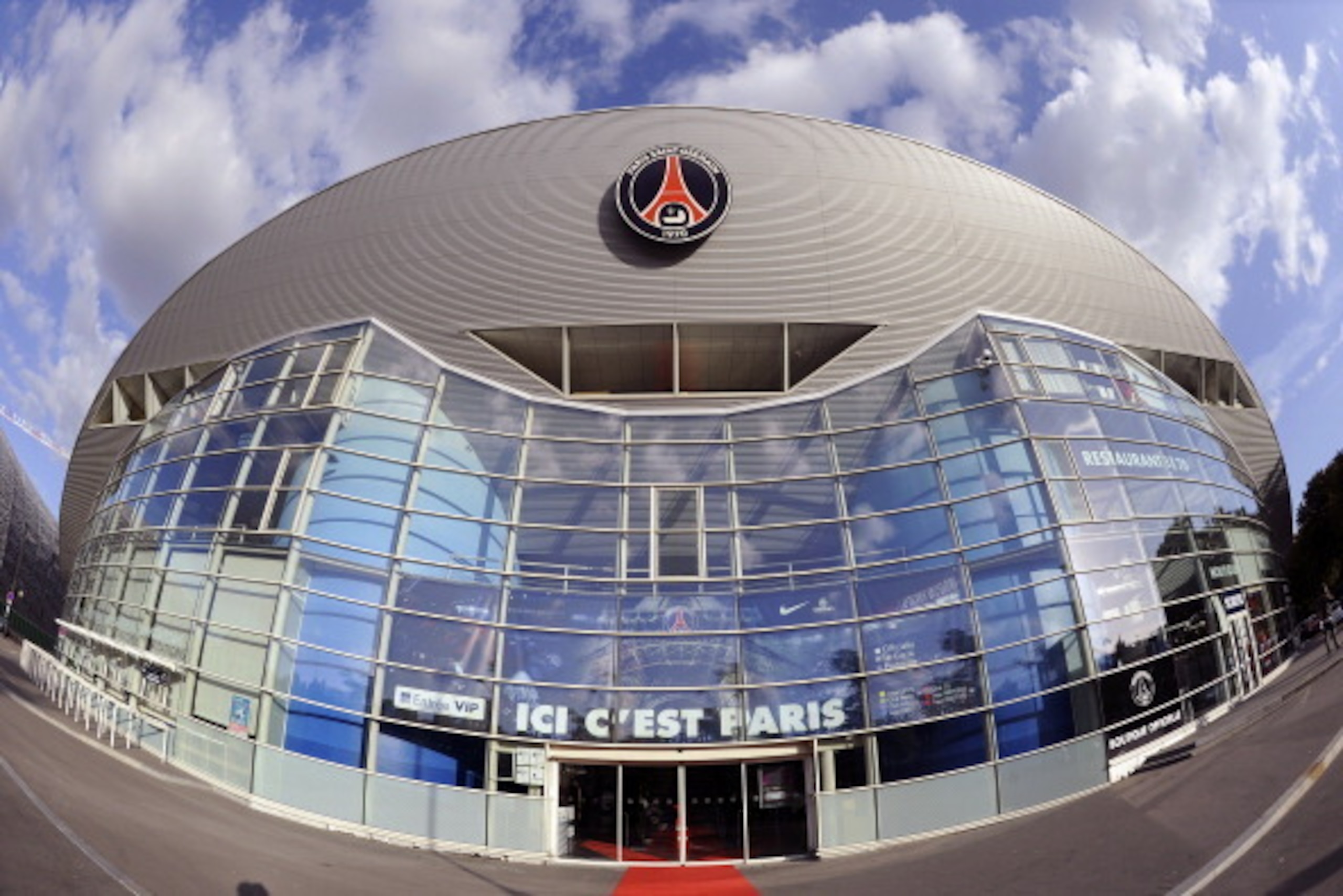 A picture taken on August 31, 2012 shows the Parc des Princes stadium's main entrance in Paris, which houses Paris Saint-Germain L1 football club. AFP PHOTO / BERTRAND GUAY        (Photo credit should read BERTRAND GUAY/AFP/Getty Images)