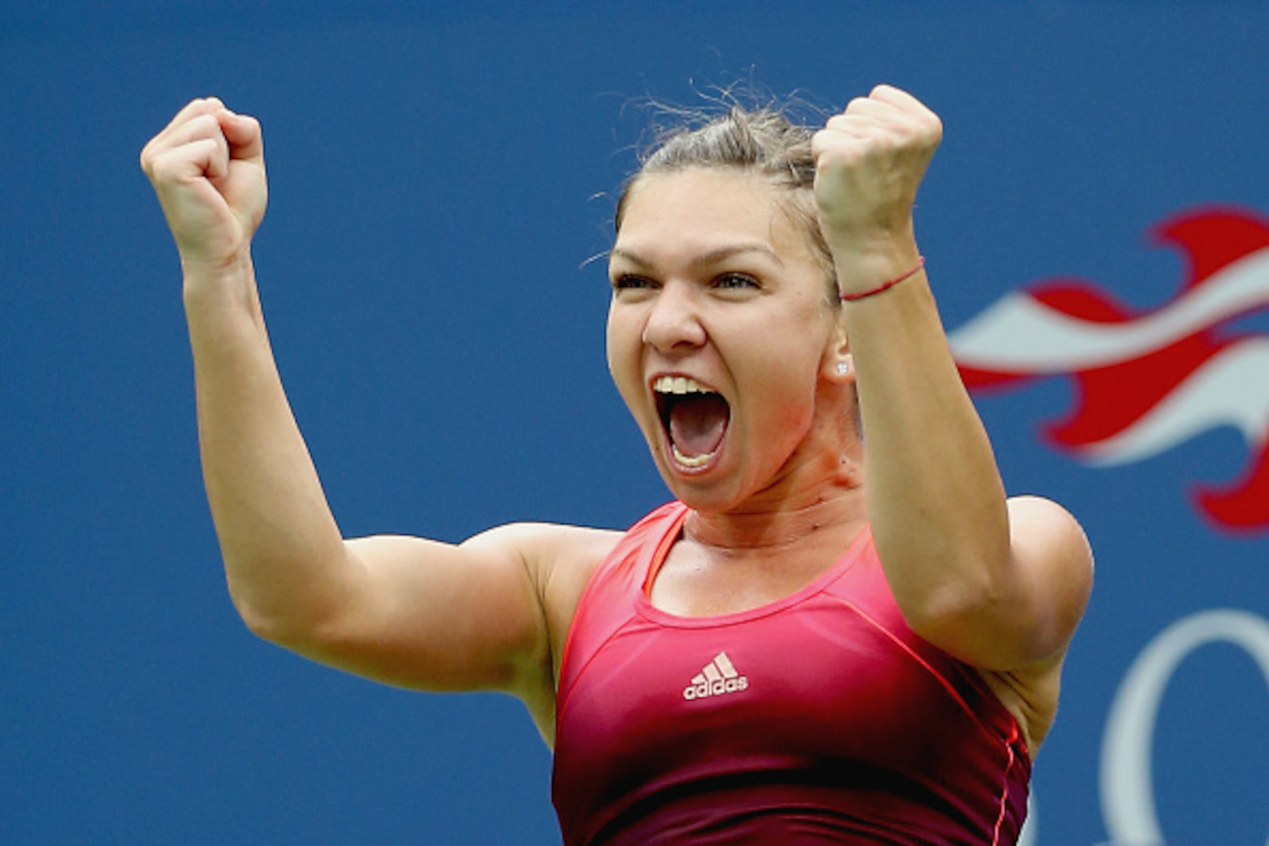 NEW YORK, NY - SEPTEMBER 09:  Simona Halep of Romania celebrates after defeating Victoria Azarenka of Belarus during their Women's Singles Quarterfinals match on Day Ten of the 2015 US Open at the USTA Billie Jean King National Tennis Center on September 