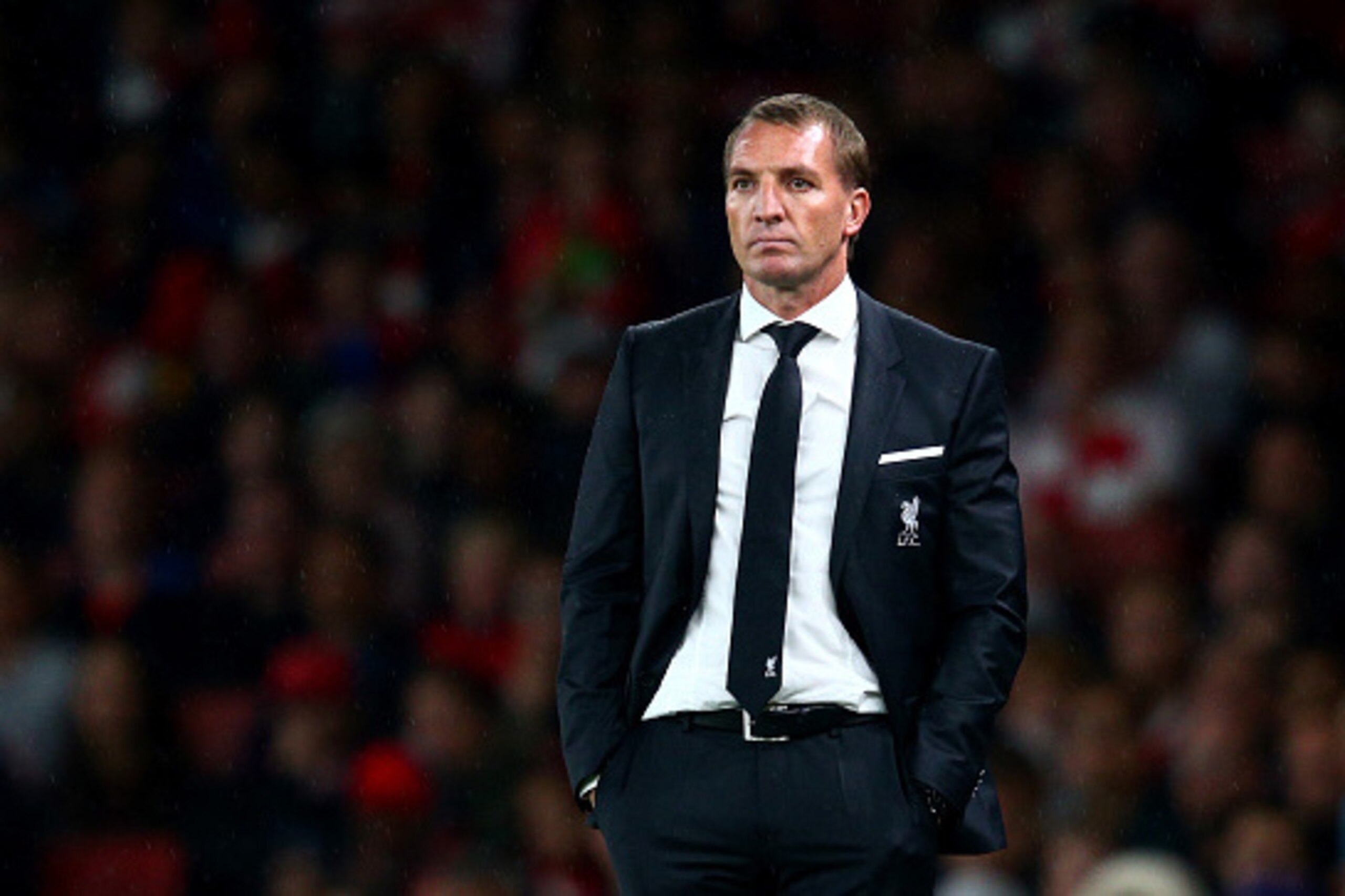 LONDON, ENGLAND - AUGUST 24:  Brendan Rodgers, manager of Liverpool looks on during the Barclays Premier League match between Arsenal and Liverpool at the Emirates Stadium on August 24, 2015 in London, United Kingdom.  (Photo by Clive Mason/Getty Images)
