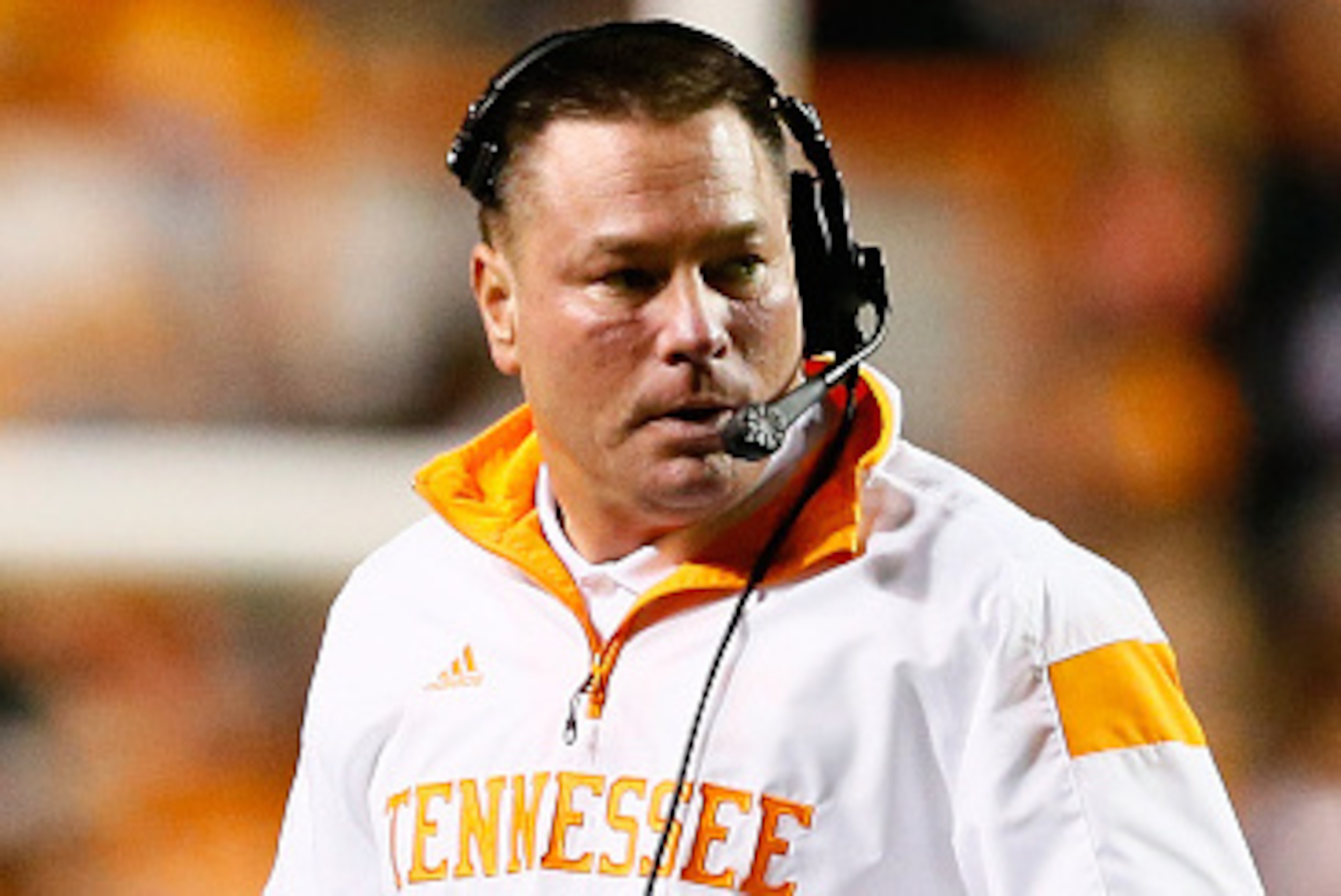 KNOXVILLE, TN - OCTOBER 25:  Head coach Butch Jones of the Tennessee Volunteers looks on during the game against the Alabama Crimson Tide at Neyland Stadium on October 25, 2014 in Knoxville, Tennessee.  (Photo by Kevin C. Cox/Getty Images)