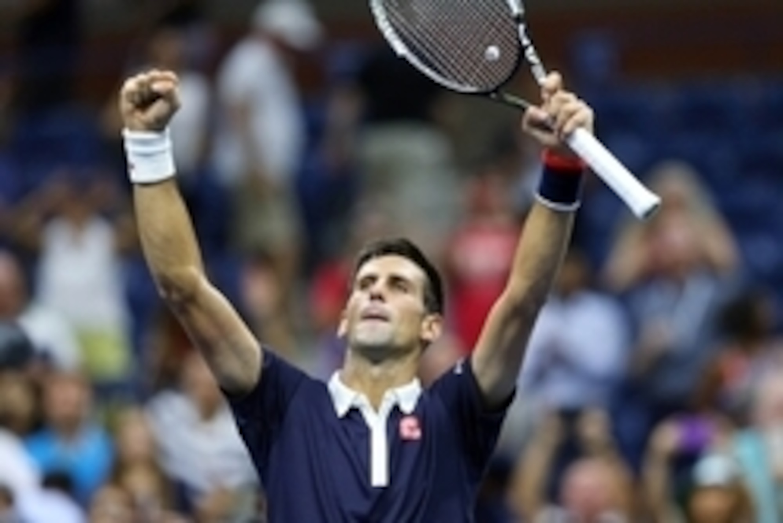 Sep 8, 2015; New York, NY, USA; Novak Djokovic of Serbia celebrates after defeating Feliciano Lopez of Spain on day nine of the 2015 U.S. Open tennis tournament at USTA Billie Jean King National Tennis Center. Mandatory Credit: Jerry Lai-USA TODAY Sports