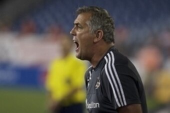 Aug 15, 2015; Foxborough, MA, USA; Houston Dynamo head coach Owen Coyle watches from the sideline as they take on the New England Revolution at Gillette Stadium. Mandatory Credit: David Butler II-USA TODAY Sports