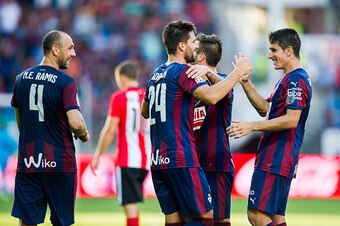 EIBAR, SPAIN - AUGUST 30:  Adrian Gonzalez of SD Eibar celebrates after scoring during the La Liga match between SD Eibar and Athletic Club at Ipurua Municipal Stadium on August 30, 2015 in Eibar, Spain.  (Photo by Juan Manuel Serrano Arce/Getty Images)