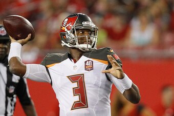TAMPA, FL - AUGUST 29:  Quarterback Jameis Winston #3 of the Tampa Bay Buccaneers throws the ball during  the preseason game between the Tampa Bay Buccaneers and the Cleveland at Raymond James Stadium on August 29, 2015 in Tampa, Florida. (Photo by Scott 