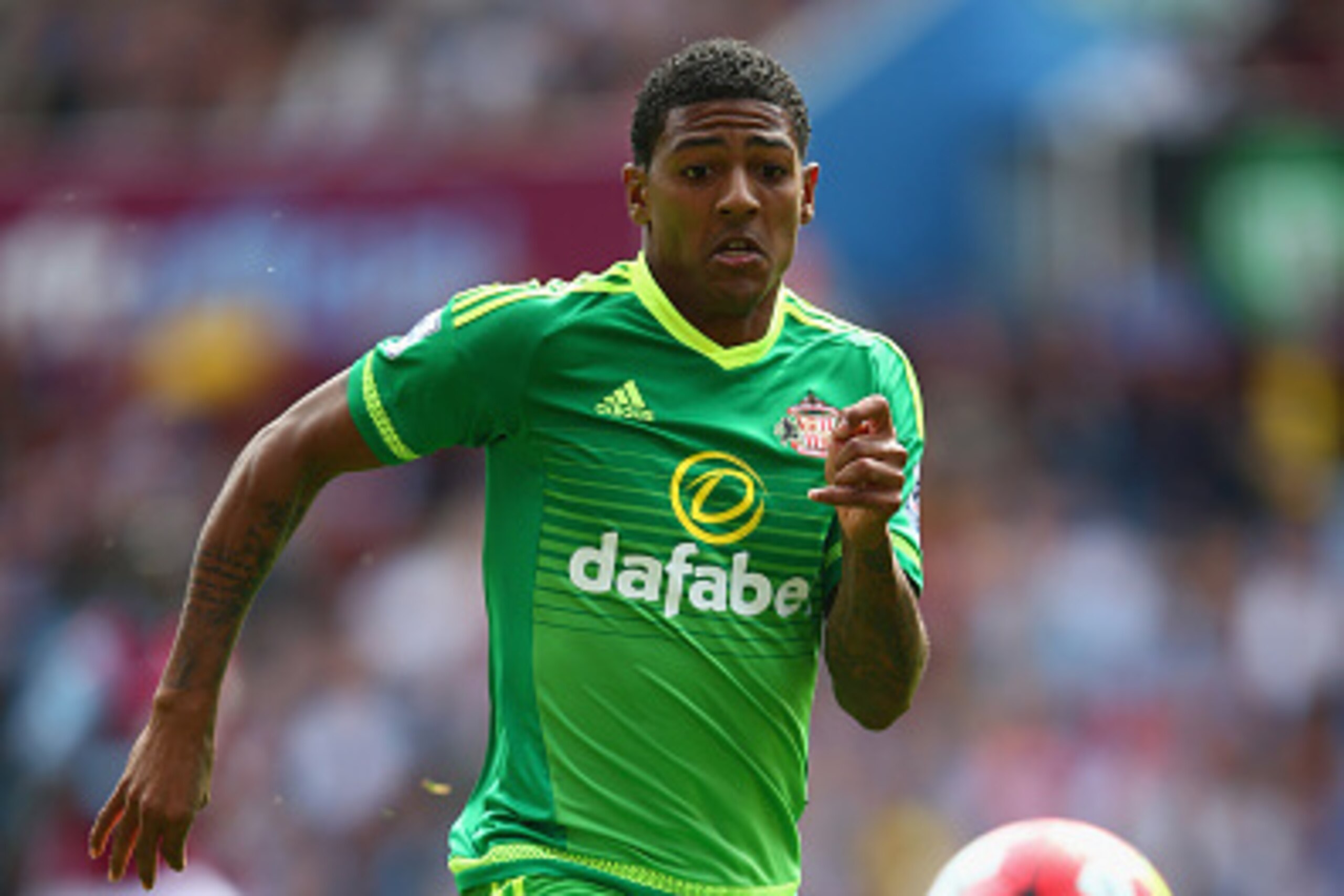 BIRMINGHAM, ENGLAND - AUGUST 29:  Patrick Van Aanholt of Sunderland in action during the Barclays Premier League match between Aston Villa and Sunderland at Villa Park on August 29, 2015 in Birmingham, United Kingdom.  (Photo by Mark Thompson/Getty Images
