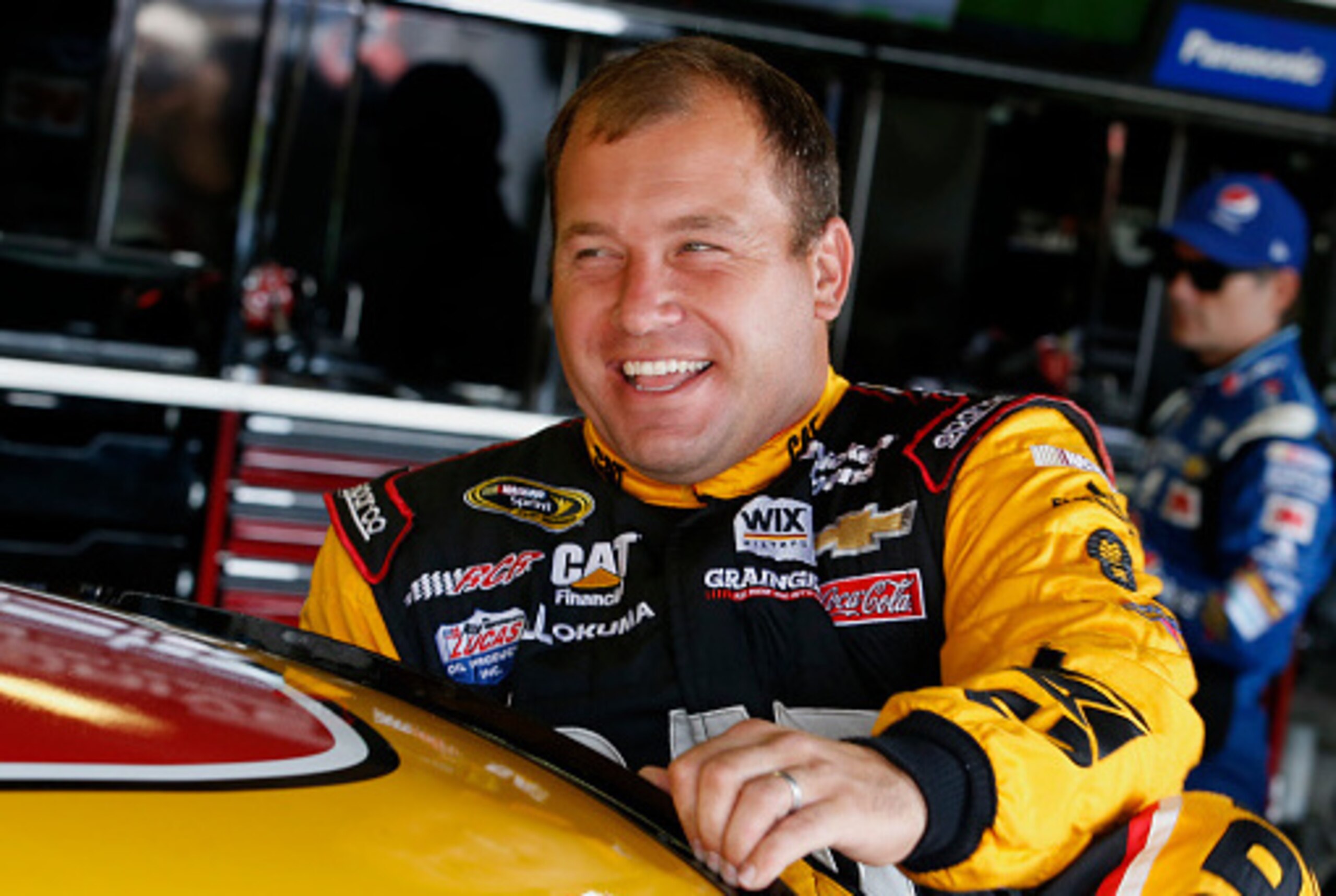 BROOKLYN, MI - AUGUST 15:  Ryan Newman, driver of the #31 Caterpillar Chevrolet, climbs into his car during practice for the NASCAR Sprint Cup Series Pure Michigan 400 at Michigan International Speedway on August 15, 2015 in Brooklyn, Michigan.  (Photo by