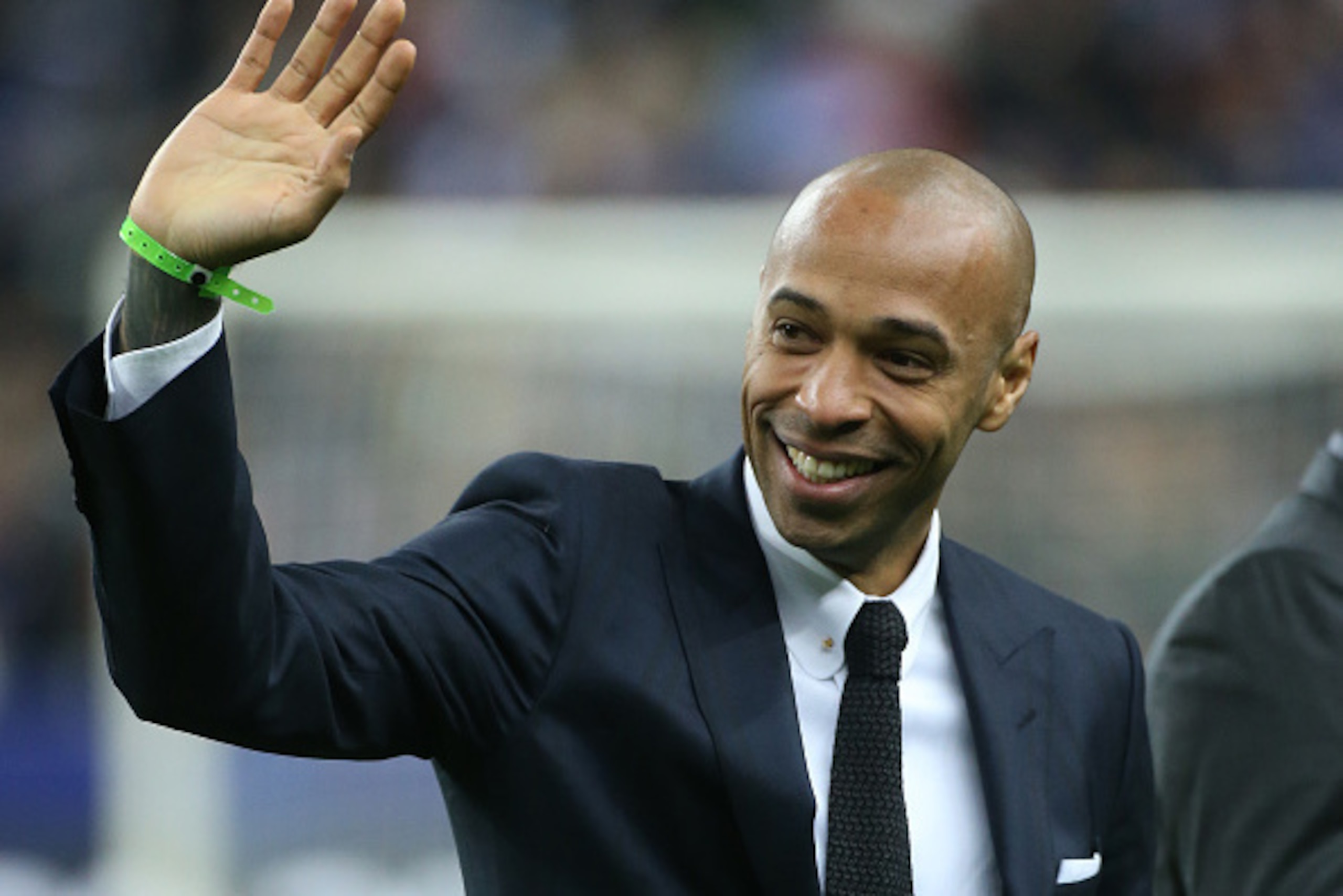 PARIS, FRANCE - MARCH 26: Thierry Henry is honored for his career with the French team prior to the international friendly match between France and Brazil at Stade de France on March 26, 2015 in Saint-Denis near Paris, France. (Photo by Jean Catuffe/Getty