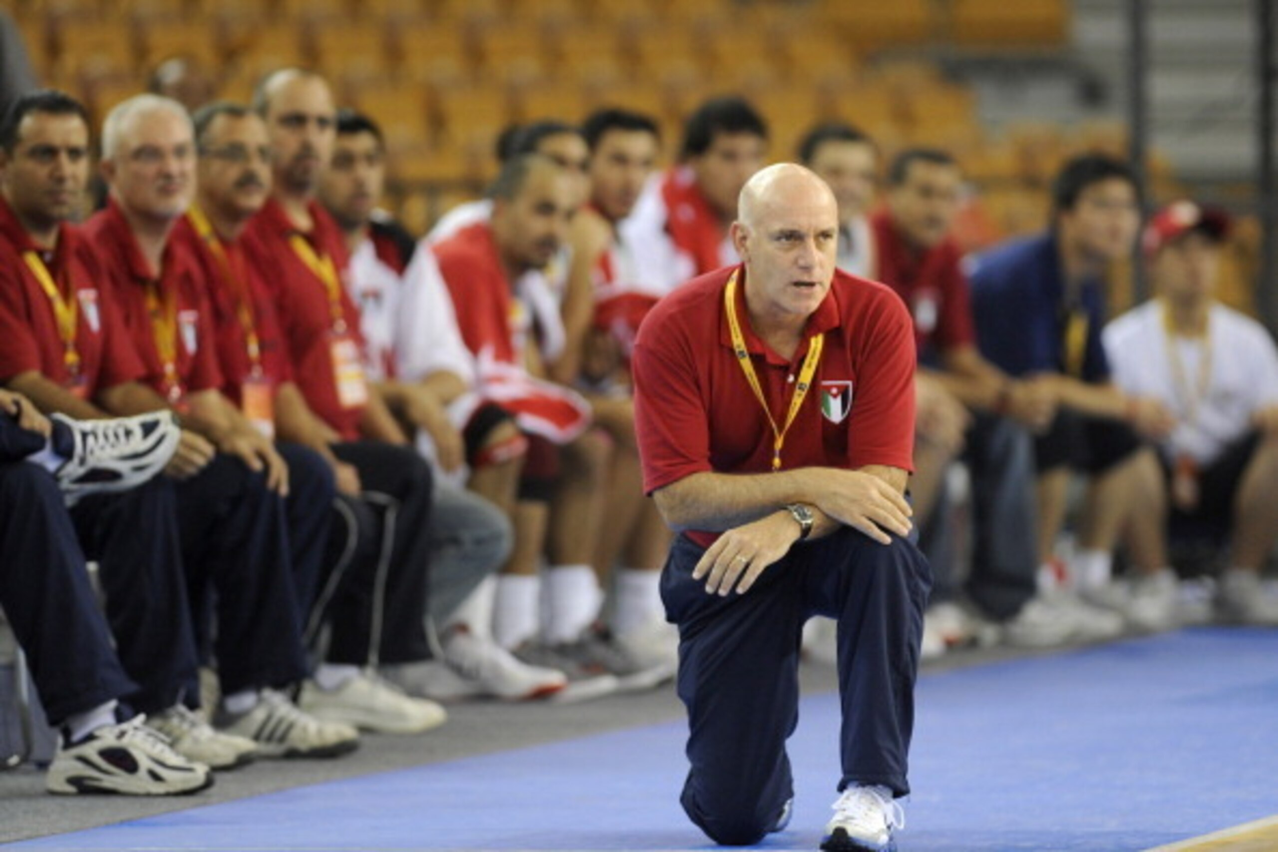 Jordan's head coach Tab Baldwin watches the semifinals match between Jordan and the Philippines at the 26th Asian Basketball Championships in Wuhan in China's central Hubei province on September 24, 2011. Jordan defeated the Philippines 75-61 and advanced