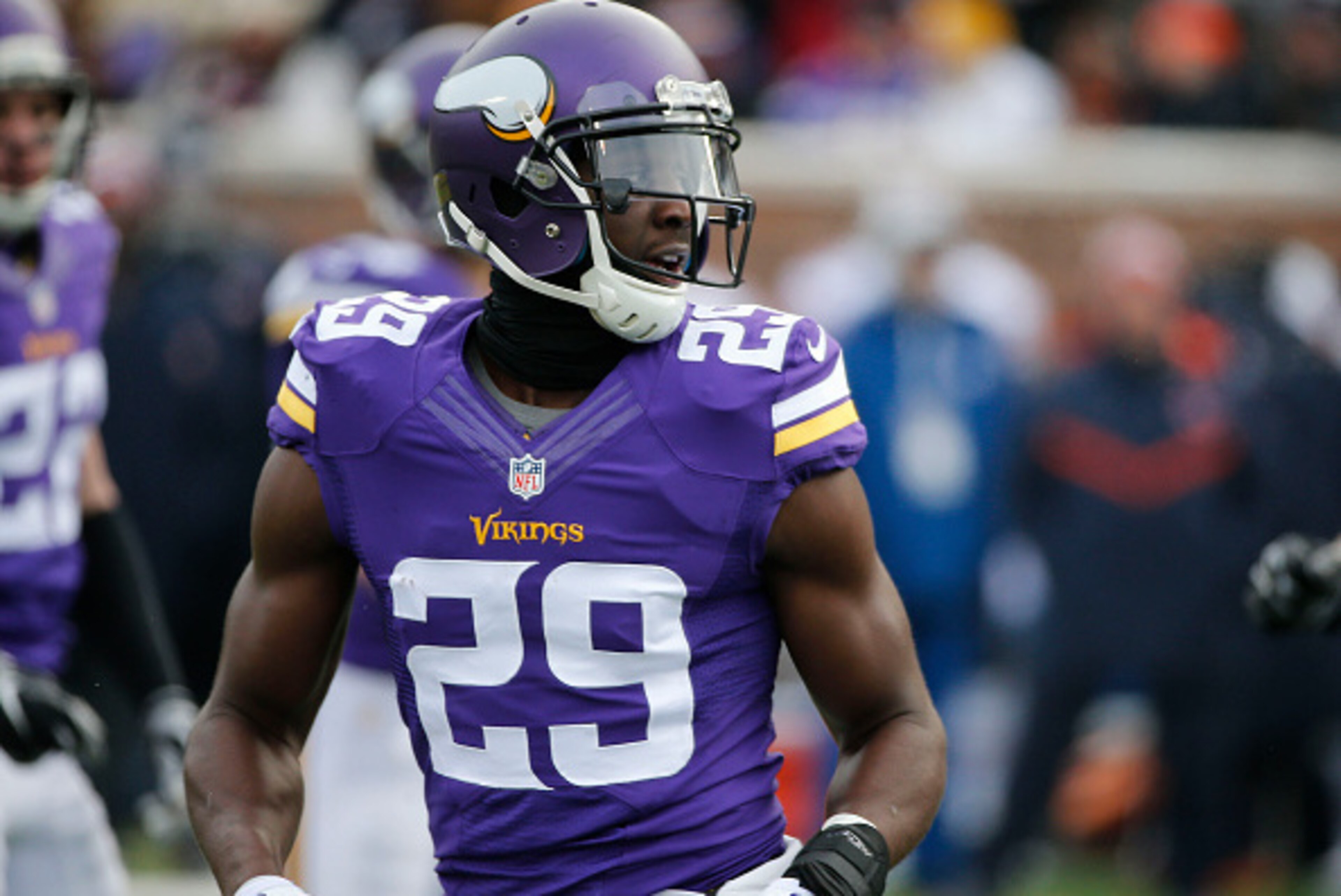 MINNEAPOLIS - DECEMBER 28: Xavier Rhodes #29 of the Minnesota Vikings lines up during an NFL game against the Chicago Bears at TCF Stadium, on December 28, 2014 in Minneapolis, Minnesota. (Photo by Tom Dahlin/Getty Images)