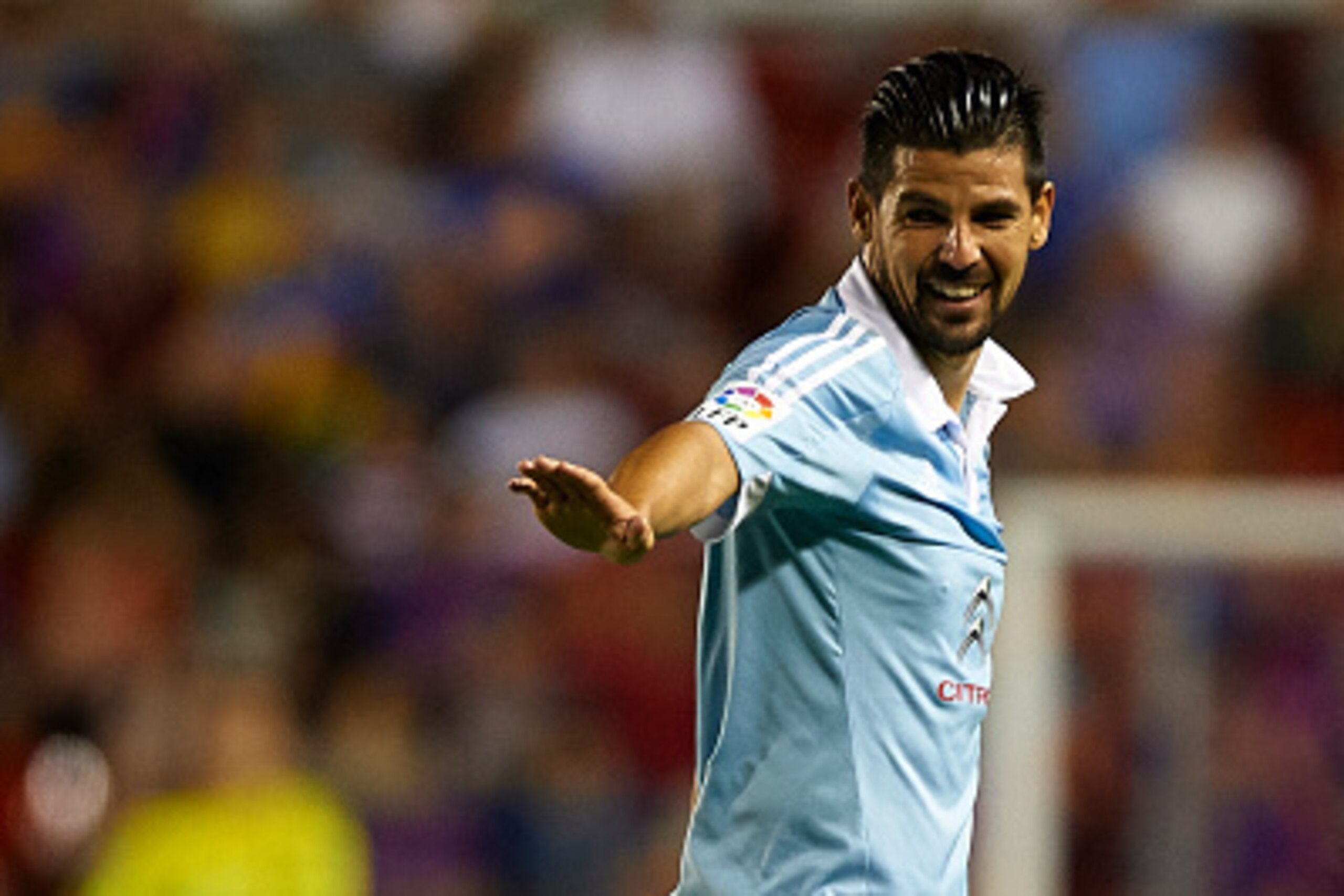 VALENCIA, SPAIN - AUGUST 23:  Nolito of Celta reacts during the La Liga match between Levante UD and Real Club Celta de Vigo at Ciutat de Valencia Stadium on August 23, 2015 in Valencia, Spain.  (Photo by Manuel Queimadelos Alonso/Getty Images)