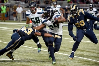 The Rams held Marshawn Lynch in check. The running back had 104 total yards, but no touchdowns.