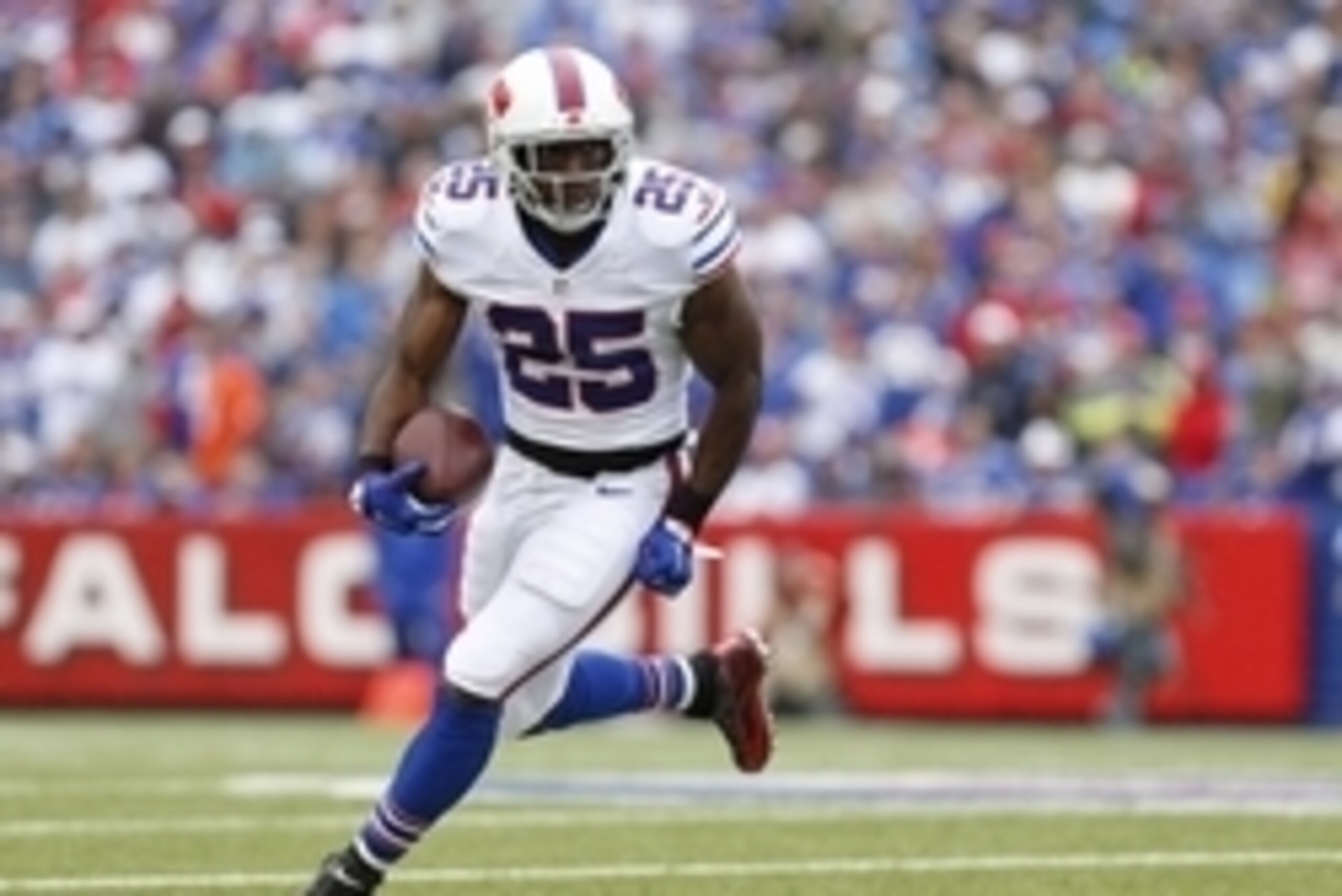 Sep 13, 2015; Orchard Park, NY, USA; Buffalo Bills running back LeSean McCoy (25) runs with the ball during the first half against the Indianapolis Colts at Ralph Wilson Stadium. Mandatory Credit: Kevin Hoffman-USA TODAY Sports