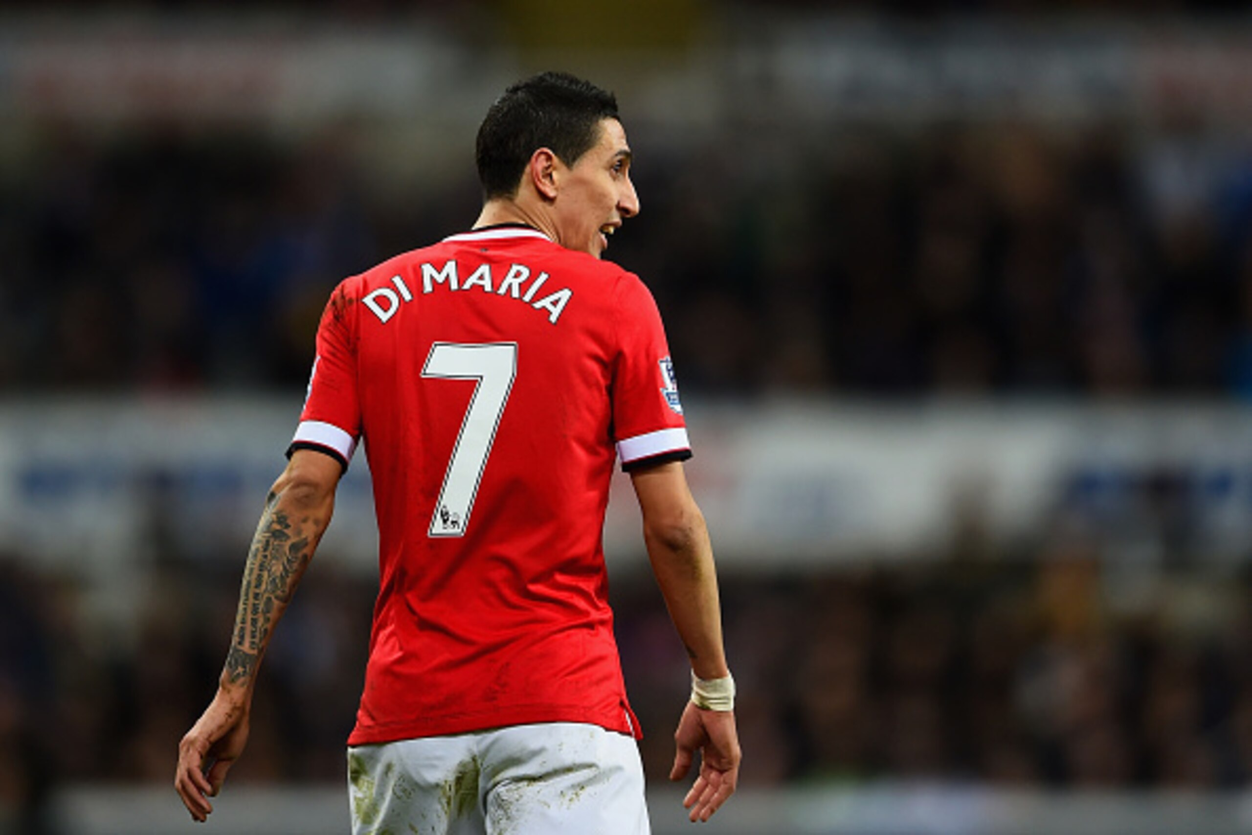 NEWCASTLE UPON TYNE, ENGLAND - MARCH 04:  Angel di Maria of Manchester United looks on during the Barclays Premier League match between Newcastle United and Manchester United at St James' Park on March 4, 2015 in Newcastle upon Tyne, England.  (Photo by L