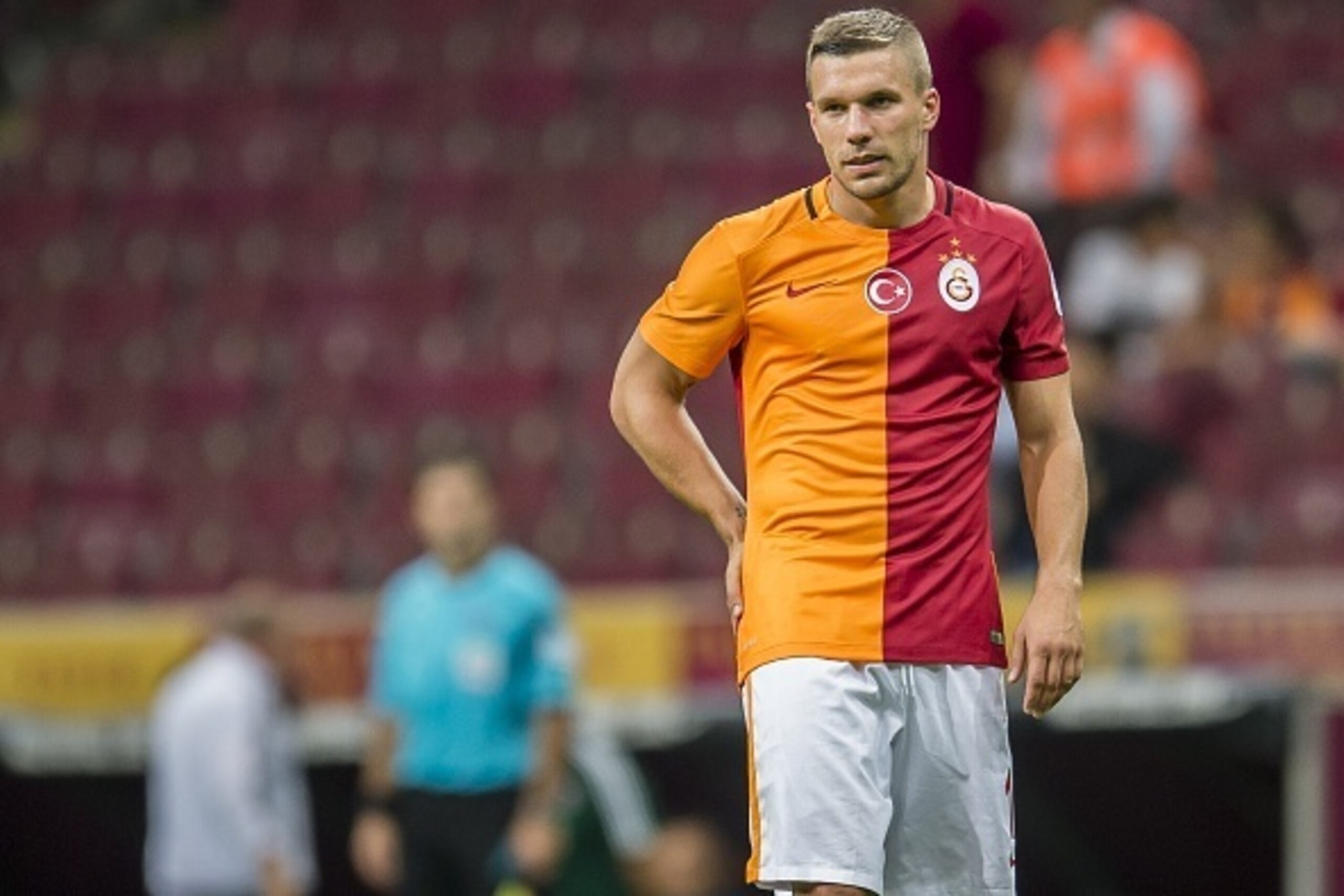 Lukas Josef Podolski of Galatasaray during the Turkish Super Lig match between Galatasaray and Mersin Idmanyurdu on September 12, 2015 at the Turk Telekom stadium in Istanbul, Turkey.(Photo by VI Images via Getty Images)
