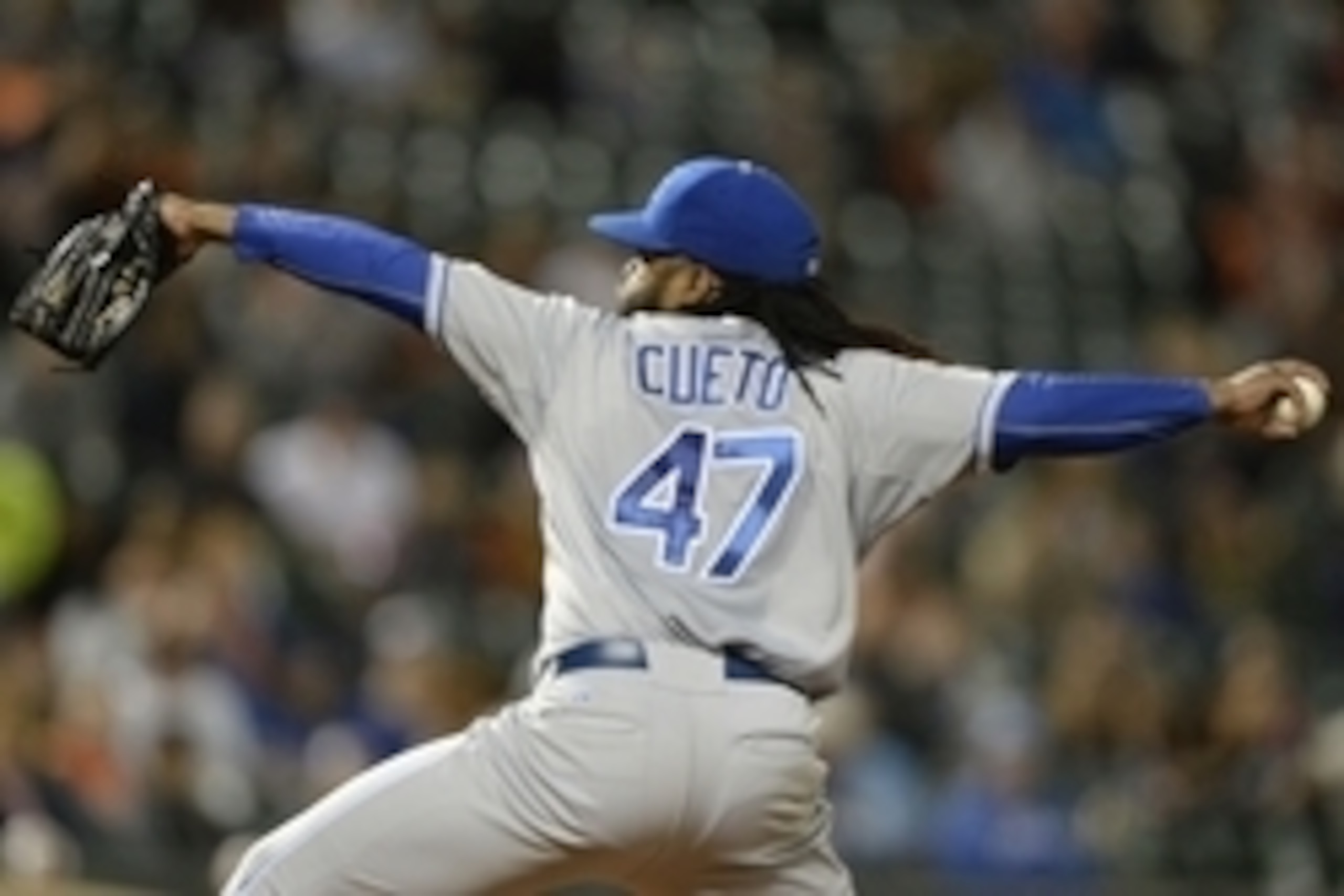 Sep 13, 2015; Baltimore, MD, USA; Kansas City Royals starting pitcher Johnny Cueto (47) pitches during the seventh inning against the Baltimore Orioles at Oriole Park at Camden Yards. The Orioles won 8-2. Mandatory Credit: Tommy Gilligan-USA TODAY Sports Sep 13, 2015; Baltimore, MD, USA; Kansas City Royals starting pitcher Johnny Cueto (47) pitches during the seventh inning against the Baltimore Orioles at Oriole Park at Camden Yards. The Orioles won 8-2. Mandatory Credit: Tommy Gilligan-USA TODAY Sports