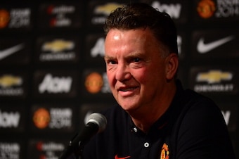 New Manchester United coach Louis Van Gaal speaks during a press conference at the Rose Bowl in Pasadena, California, on July 22, 2014 ahead of a training session by the English Premirr League side who will play Major League Soccer's LA Galaxy with van Ga