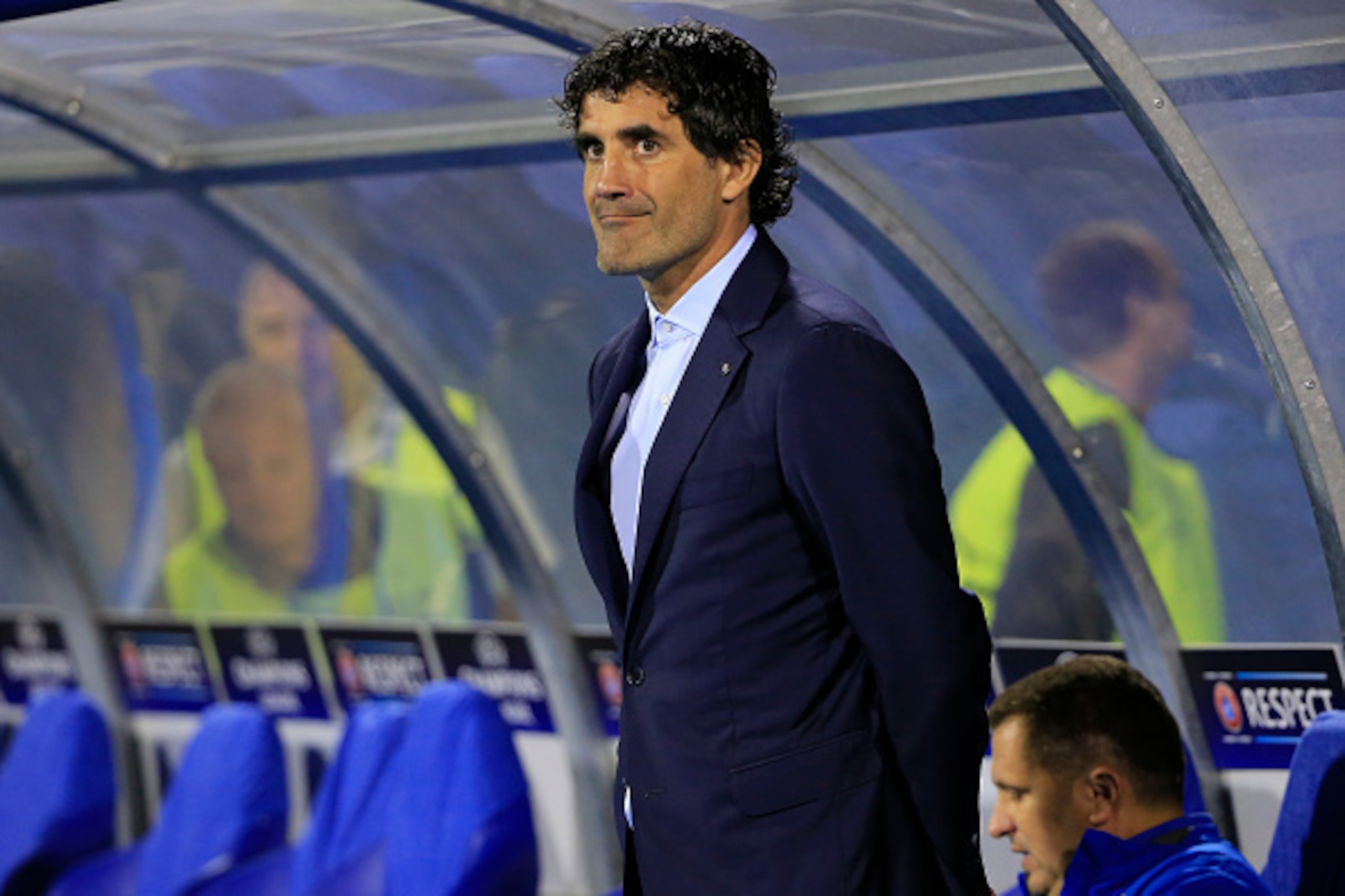 ZAGREB, CROATIA - AUGUST 25:   Head coach Zoran Mamic of Dinamo Zagreb looks on prior the UEFA Champions League Qualifying Round Play Off Second Leg match between Dinamo Zagreb and FC Skenderbeu at Maksimir Stadium on August 25, 2015 in Zagreb, Croatia.  