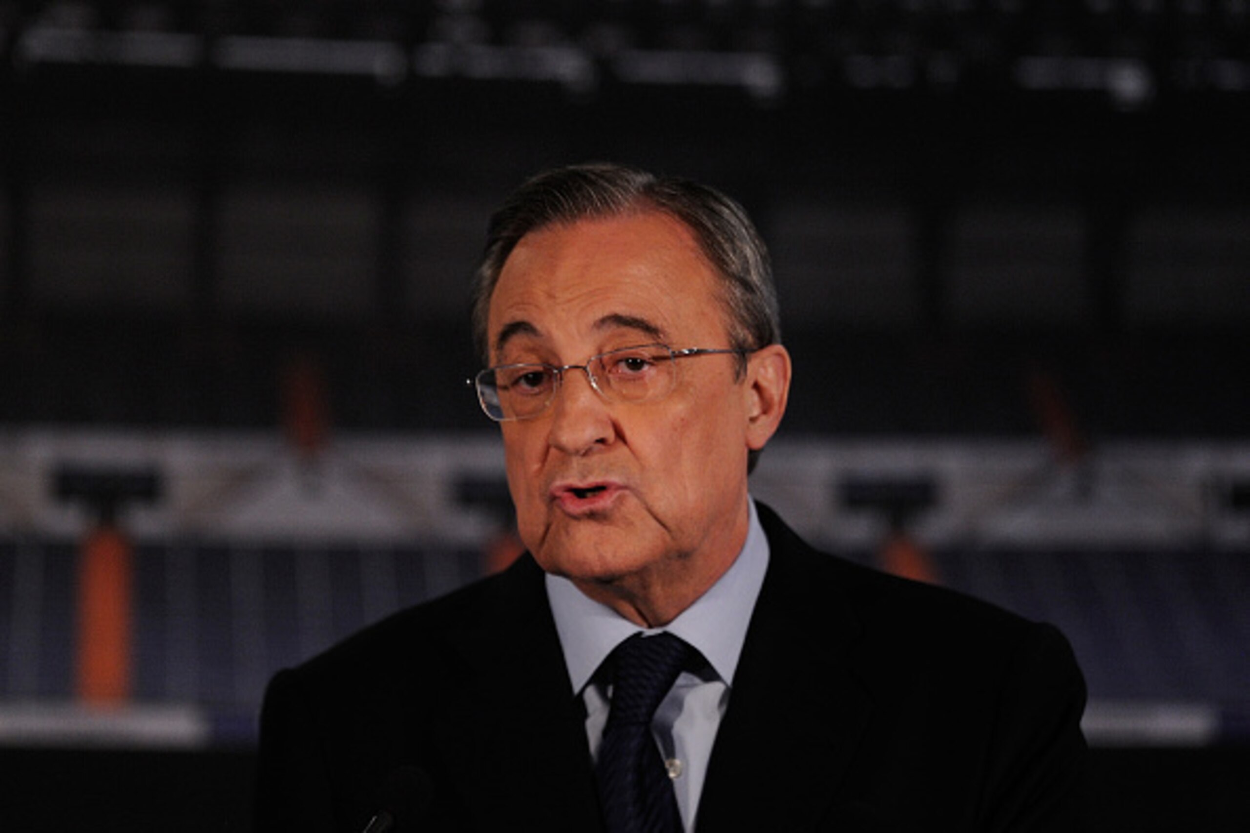 MADRID, SPAIN - MAY 25:  President Florentino Perez of Real Madrid holds a news conference at the Santiago Bernabeu stadium on May 25, 2015 in Madrid, Spain. Perez announced the club's decision to let go their head coach Carlo Ancelotti.  (Photo by Denis 