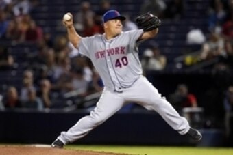 Sep 10, 2015; Atlanta, GA, USA; New York Mets starting pitcher Bartolo Colon (40) throws a pitch against the Atlanta Braves in the fourth inning at Turner Field. Mandatory Credit: Brett Davis-USA TODAY Sports