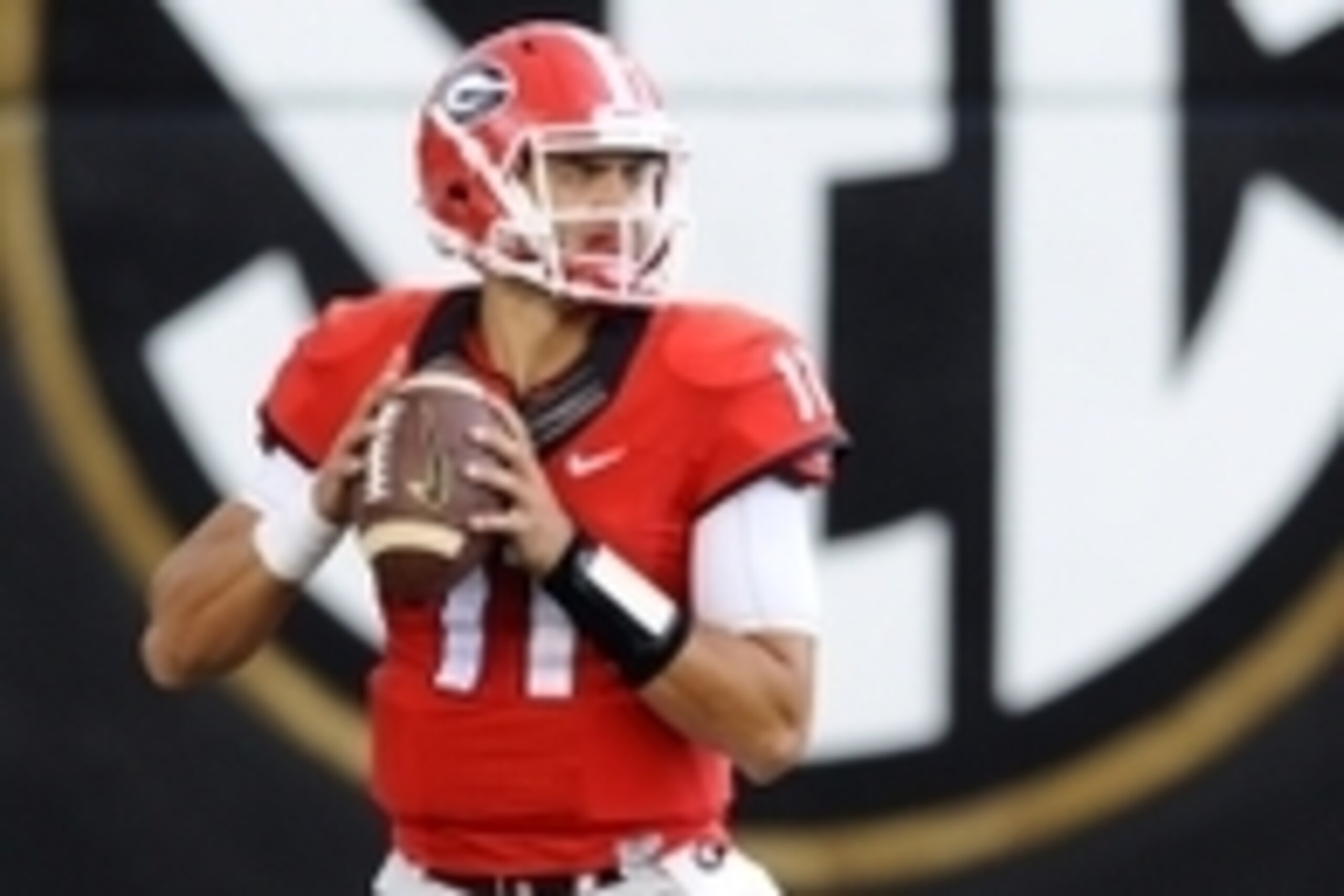 Sep 12, 2015; Nashville, TN, USA; Georgia Bulldogs quarterback Greyson Lambert (11) drops back to pass during the second half against the Vanderbilt Commodores at Vanderbilt Stadium. Georgia won 31-14. Mandatory Credit: Christopher Hanewinckel-USA TODAY S
