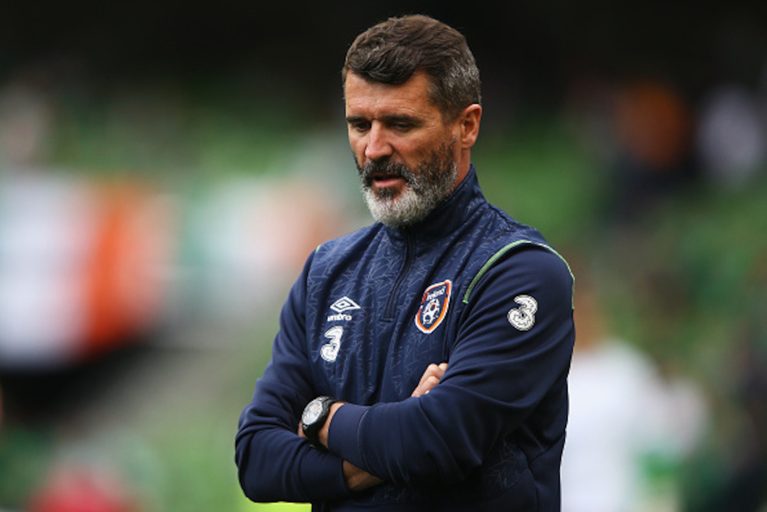 DUBLIN, IRELAND - JUNE 13:  Roy Keane, the Republic of Ireland assistant manager looks on prior to the UEFA EURO 2016 Qualifier Group D match between Republic of Ireland and Scotland at Aviva Stadium on June 13, 2015 in Dublin, Ireland.  (Photo by Ian Wal