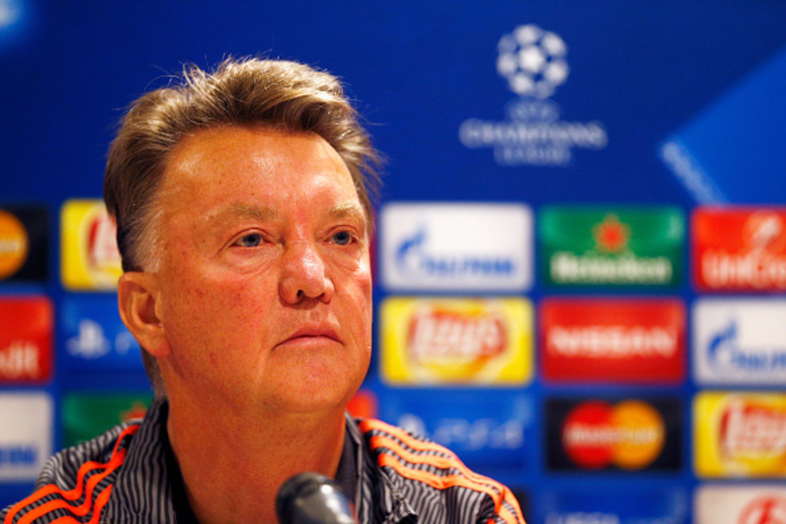 EINDHOVEN, NETHERLANDS - SEPTEMBER 14:  Manchester United Head Coach / Manager, Louis van Gaal speaks to the media during the Manchester United press conference held at the Philips Stadion on September 14, 2015 in Eindhoven, Netherlands.  PSV will paly Ma