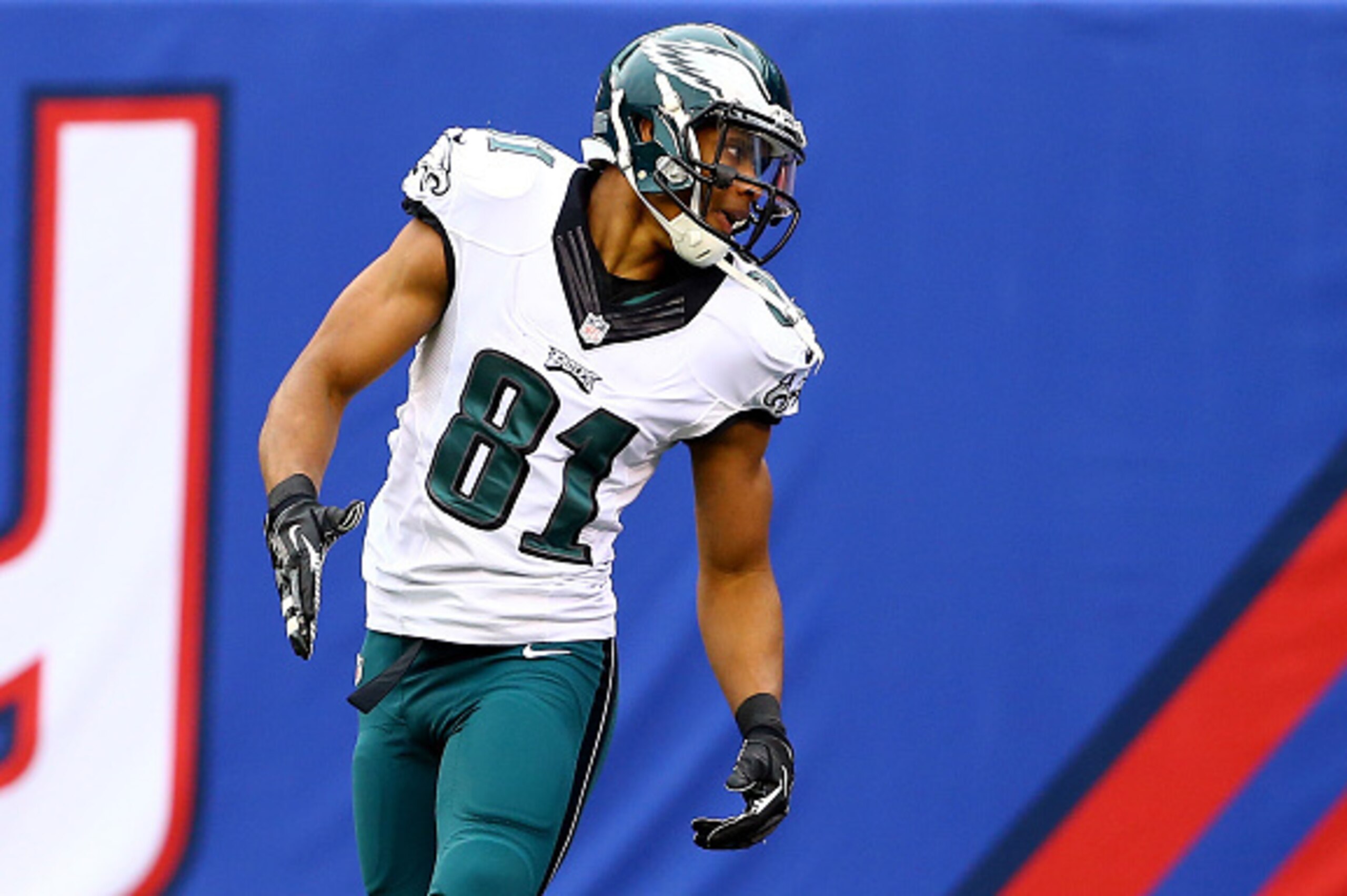 EAST RUTHERFORD, NJ - DECEMBER 28: Jordan Matthews #81 of the Philadelphia Eagles reacts after scoring a touchdown in the first quarter against the New York Giants during a game at MetLife Stadium on December 28, 2014 in East Rutherford, New Jersey. (Pho EAST RUTHERFORD, NJ - DECEMBER 28: Jordan Matthews #81 of the Philadelphia Eagles reacts after scoring a touchdown in the first quarter against the New York Giants during a game at MetLife Stadium on December 28, 2014 in East Rutherford, New Jersey. (Pho