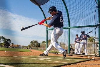 FORT MYERS, FL- MARCH 05: Max Kepler #67 of the Minnesota Twins takes batting practice prior to the game against the Baltimore Orioles on March 5, 2014 at Hammond Stadium in Fort Myers, Florida. (Photo by Brace Hemmelgarn/Minnesota Twins/Getty Images)