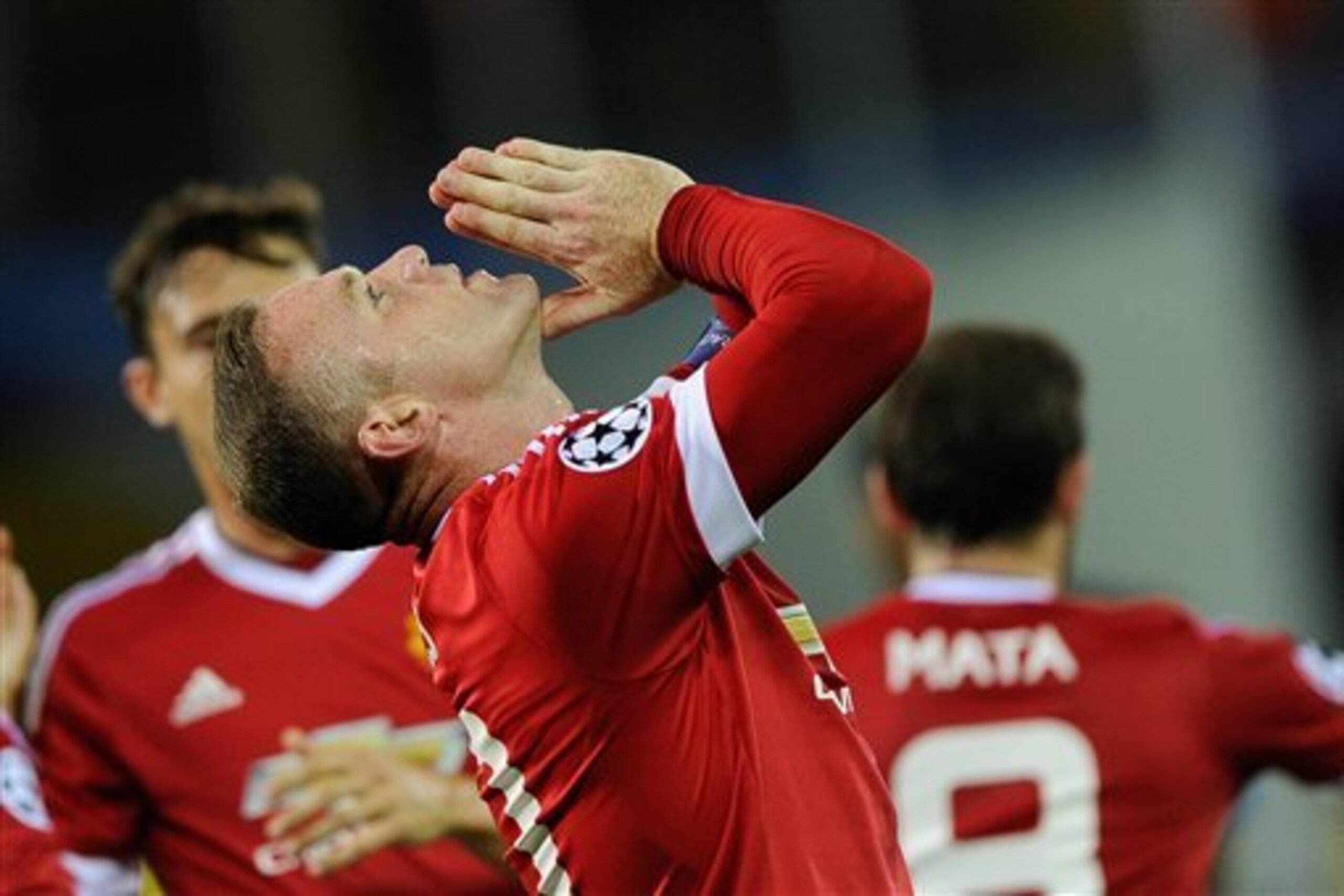 Rooney celebrates against Club Brugge