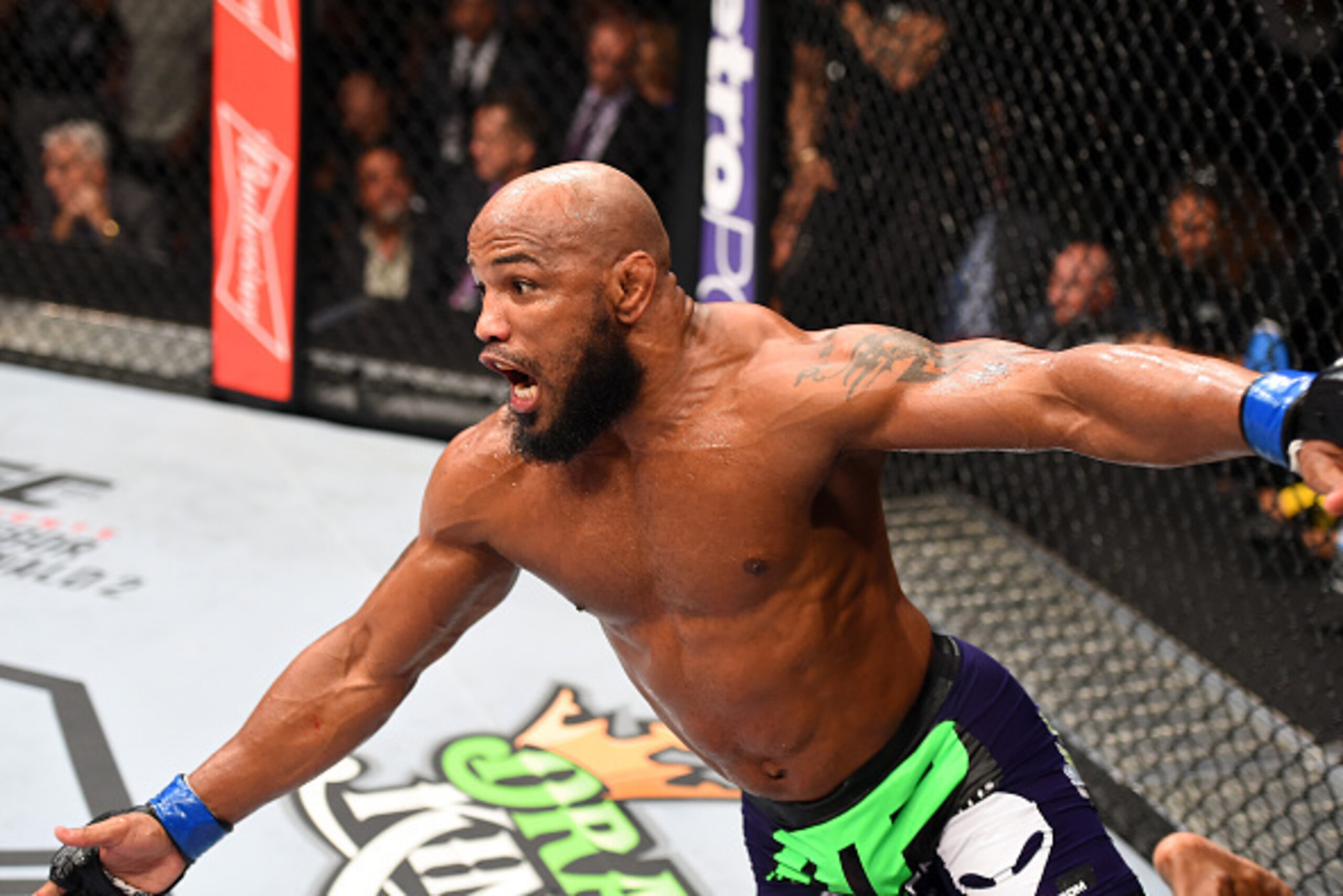 HOLLYWOOD, FL - JUNE 27:  Yoel Romero of Cuba celebrates after defeating Lyoto Machida of Brazil in their middleweight during the UFC Fight Night event at the Hard Rock Live on June 27, 2015 in Hollywood, Florida. (Photo by Josh Hedges/Zuffa LLC/Zuffa LLC