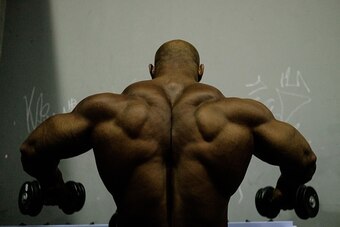 Egyptian bodybuilder Mamdouh Elssbiay, aka Big Ramy, exercises before a competition at the Arnold Classic Brazil 2015 in Rio de Janeiro, Brazil, on May 30, 2015. The 3rd annual multi-disciplinary sports competition is named after Austrian-American actor, 