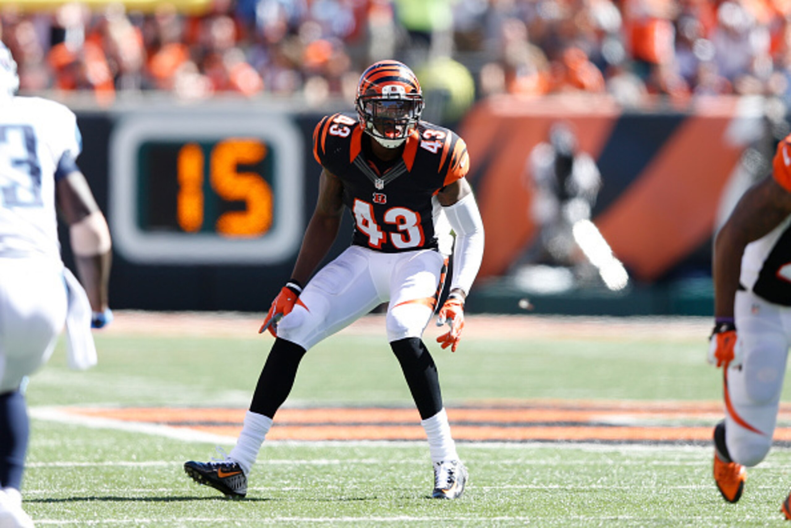 CINCINNATI, OH - SEPTEMBER 21: George Iloka #43 of the Cincinnati Bengals in action against the Tennessee Titans during the game at Paul Brown Stadium on September 21, 2014 in Cincinnati, Ohio. The Bengals defeated the Titans 33-7. (Photo by Joe Robbins/G