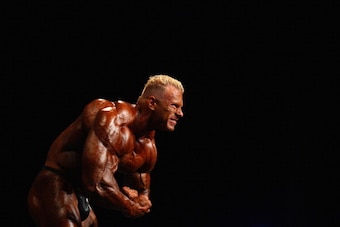 MELBOURNE, AUSTRALIA - MARCH 12:  Dennis Wolf of Germany poses during the pre judging of the IFBB Australian Pro Grand Prix XI at Plenary Hall on March 12, 2011 in Melbourne, Australia.  (Photo by Robert Cianflone/Getty Images)