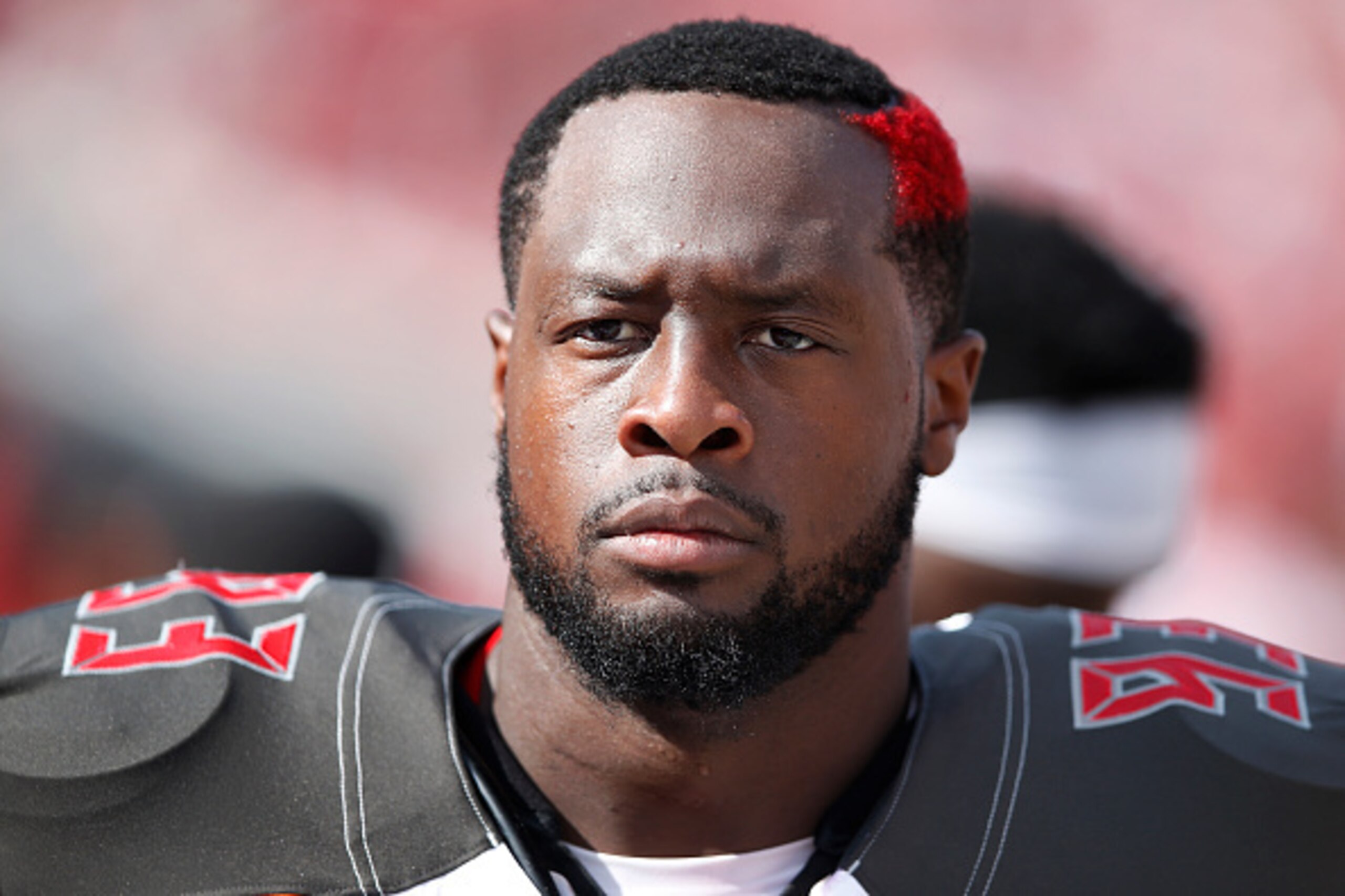 TAMPA, FL - SEPTEMBER 13: Gerald McCoy #93 of the Tampa Bay Buccaneers looks on against the Tennessee Titans at Raymond James Stadium on September 13, 2015 in Tampa, Florida. The Titans defeated the Bucs 42-14. (Photo by Joe Robbins/Getty Images)