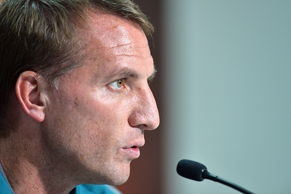 Liverpool's head coach Brendan Rodgers attends a press conference on September 16, 2015 at the Matmut Atlantique stadium in Bordeaux on the eve of the UEFA Europa League Group B Bordeaux vs Liverpool football match. AFP PHOTO / NICOLAS TUCAT        (Photo