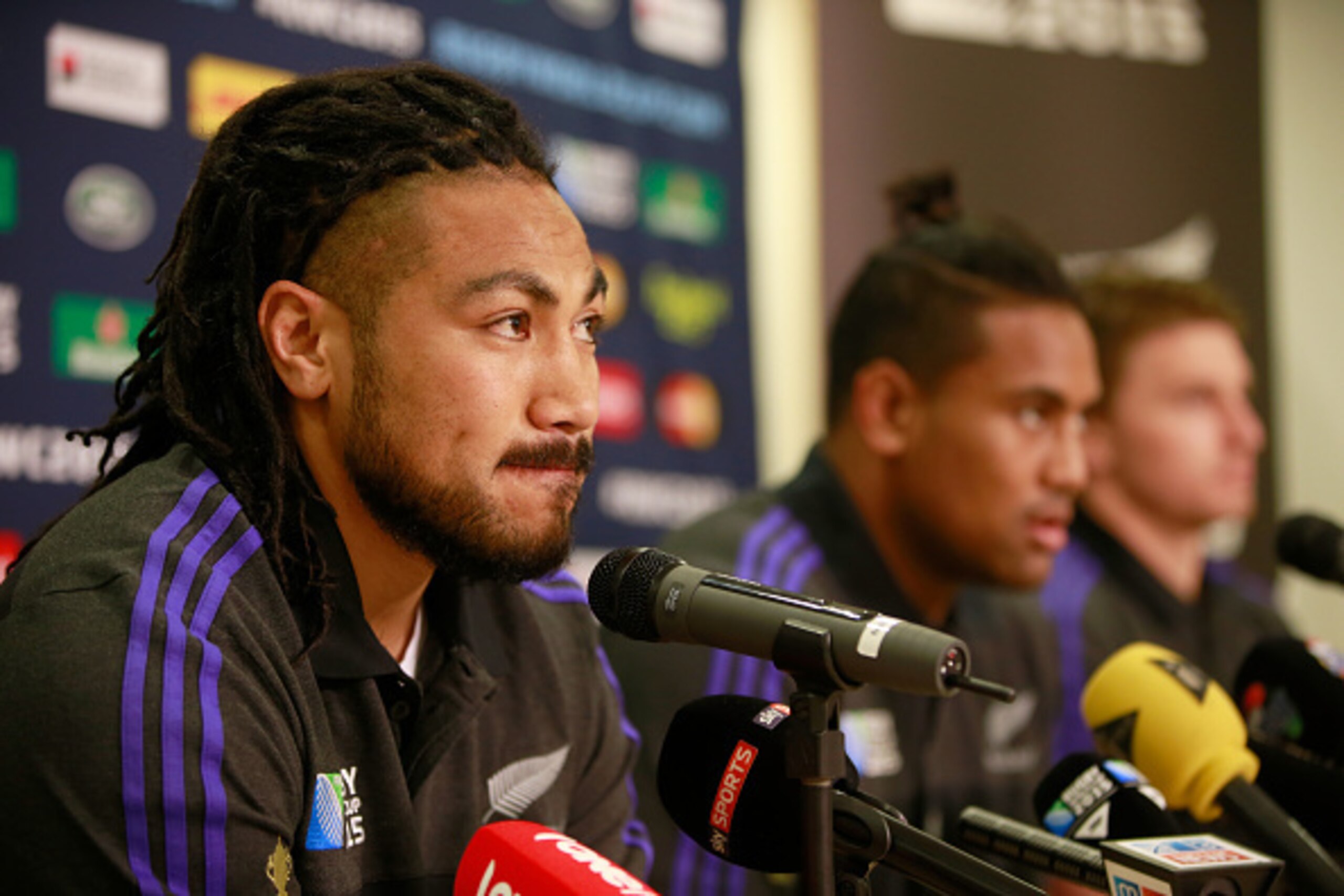 LONDON, ENGLAND - SEPTEMBER 15:  Maa Nonu of the All Blacks speaks to the media during a New Zealand All Blacks media session on September 15, 2015 in London, United Kingdom.  (Photo by Phil Walter/Getty Images)