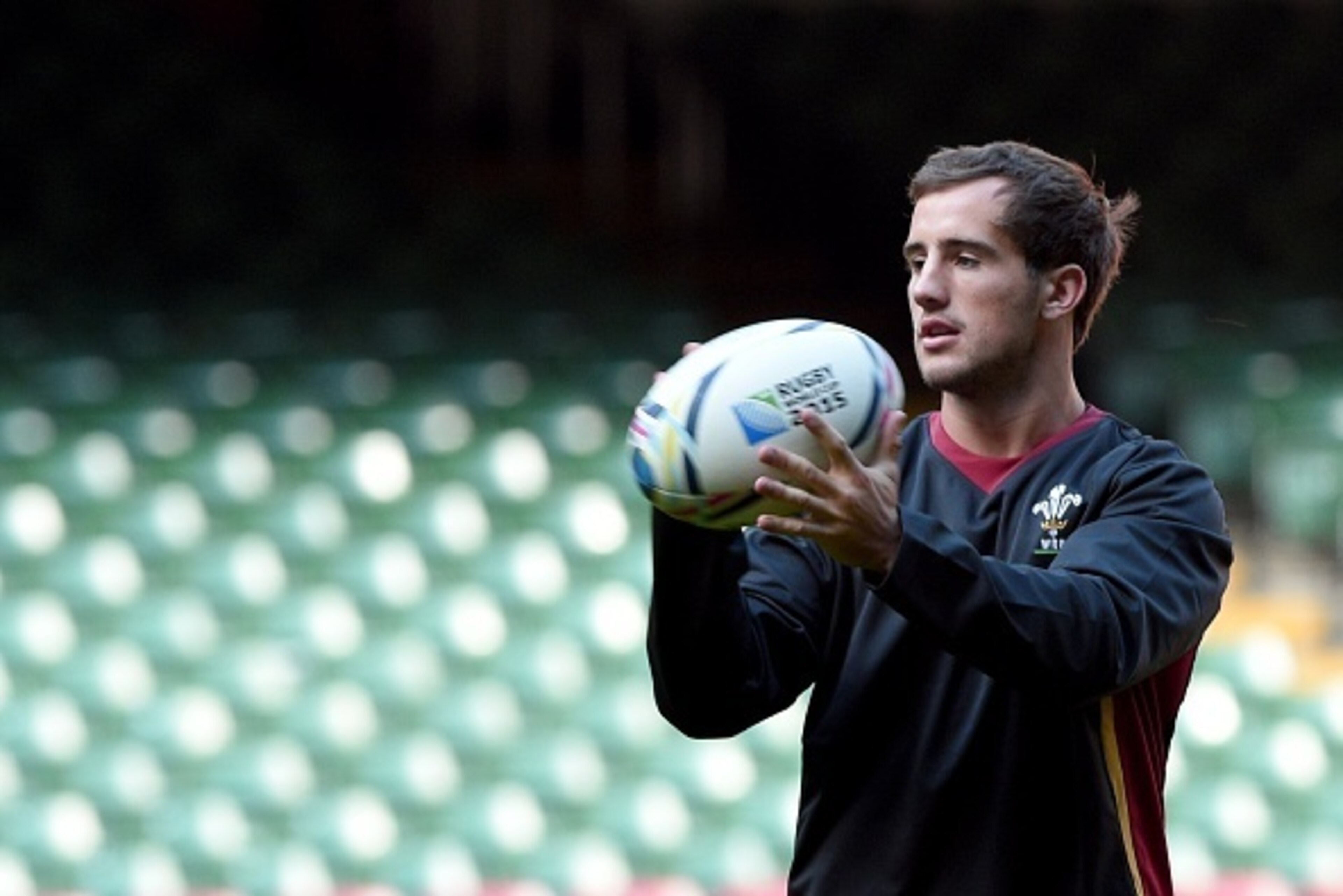Wales' full back Matthew Morgan takes part in a training session at the Millennium stadium in Cardiff on September 18, 2015  ahead of the 2015 Rugby Union World Cup. AFP PHOTO / DAMIEN MEYER

RESTRICTED TO EDITORIAL USE        (Photo credit should read DA