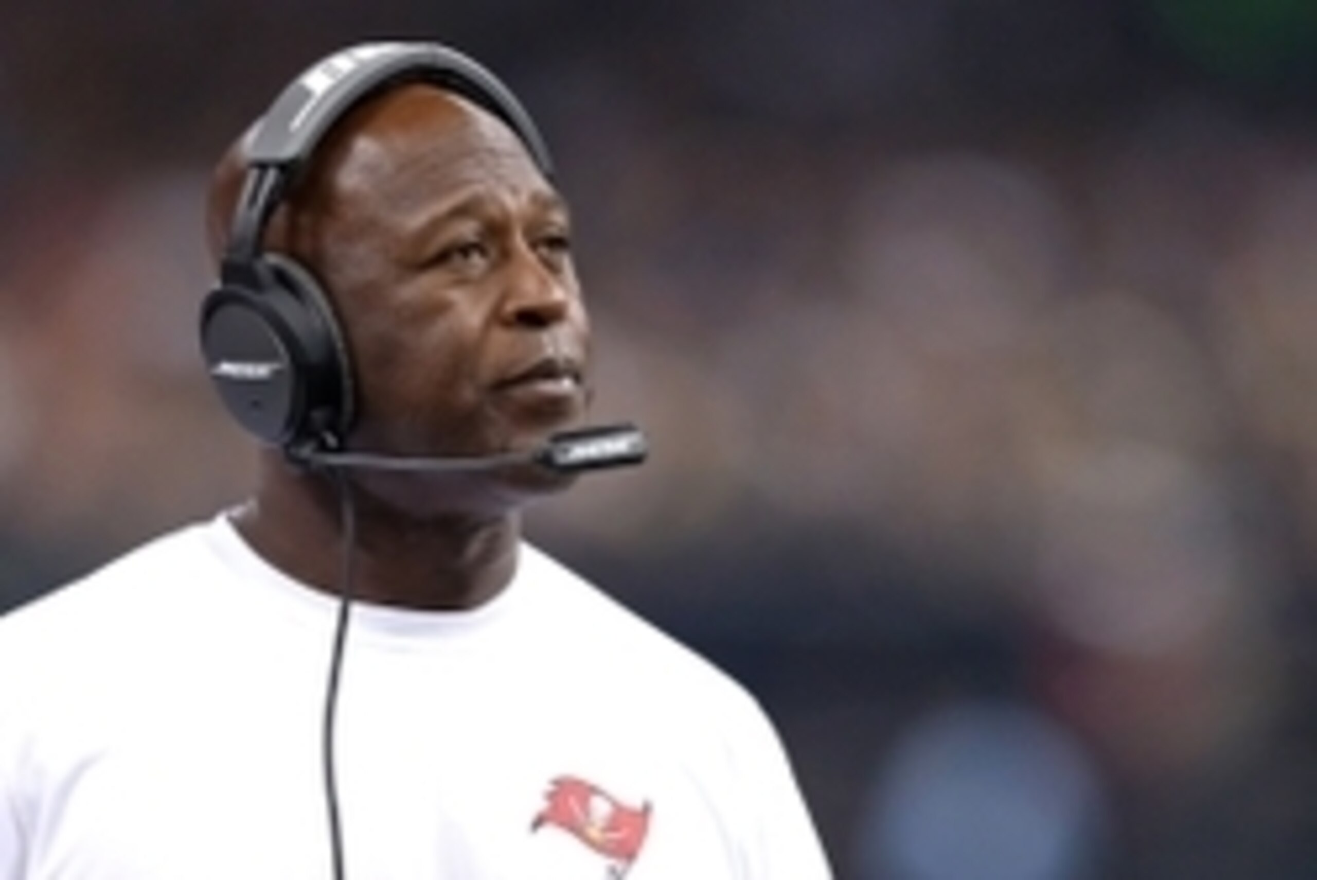 Sep 20, 2015; New Orleans, LA, USA; Tampa Bay Buccaneers head coach Lovie Smith looks on during the first quarter against the New Orleans Saints at Mercedes-Benz Superdome. Mandatory Credit: Chuck Cook-USA TODAY Sports