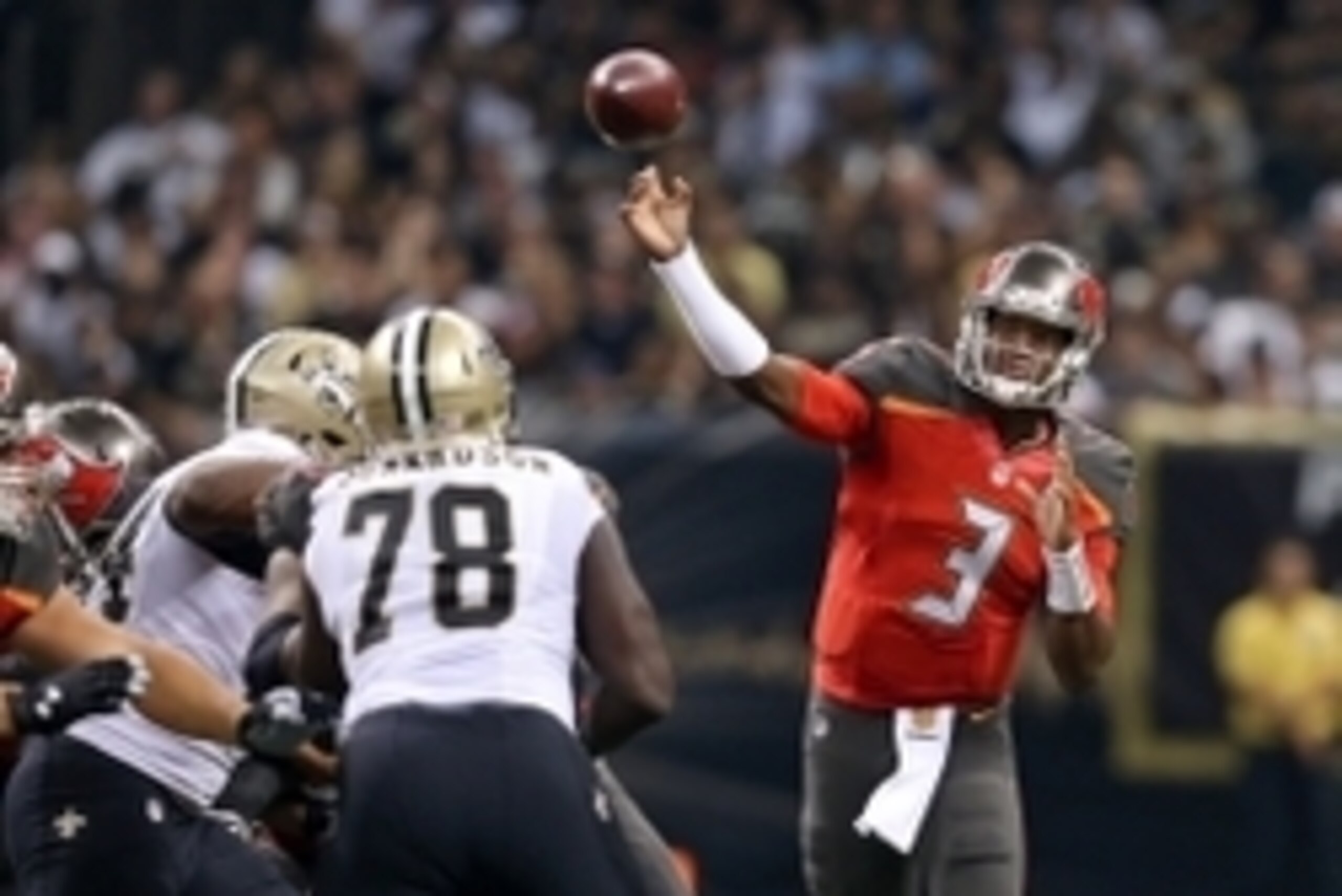Sep 20, 2015; New Orleans, LA, USA; Tampa Bay Buccaneers quarterback Jameis Winston (3) throws the ball against the New Orleans Saints in the second quarter at the Mercedes-Benz Superdome. Mandatory Credit: Chuck Cook-USA TODAY Sports