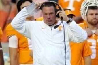 Sep 19, 2015; Knoxville, TN, USA; Tennessee Volunteers head coach Butch Jones during the first quarter against the Western Carolina Catamounts at Neyland Stadium. Mandatory Credit: Randy Sartin-USA TODAY Sports